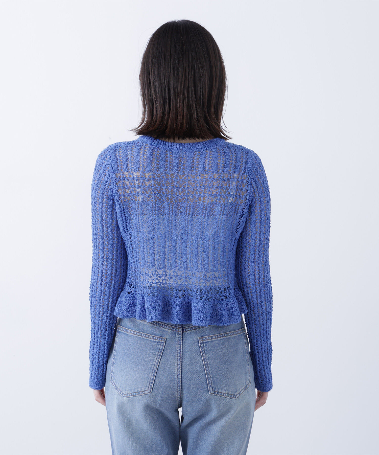  「クロップドレースメッシュニット」|ニット・セーター|