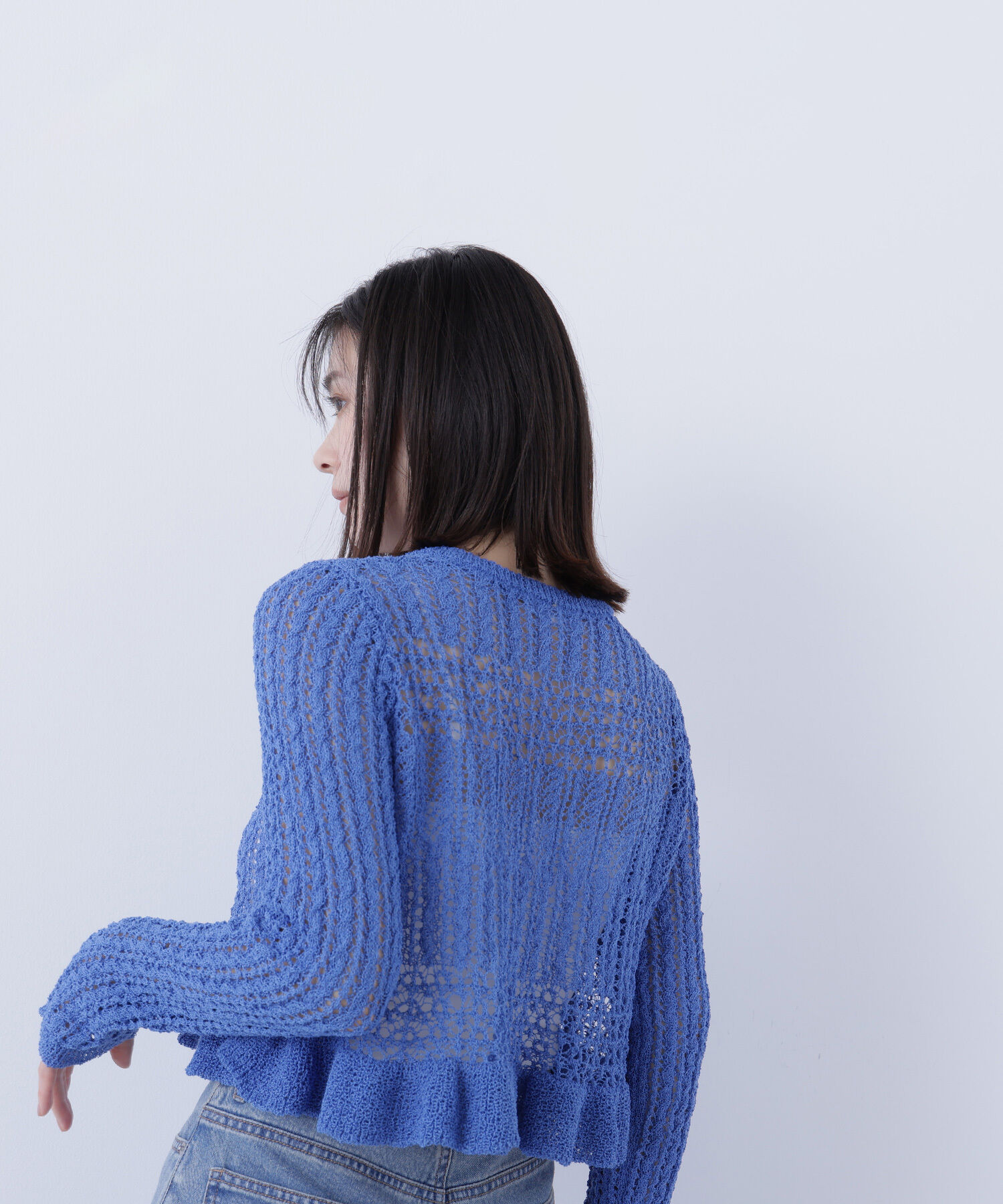  「クロップドレースメッシュニット」|ニット・セーター|
