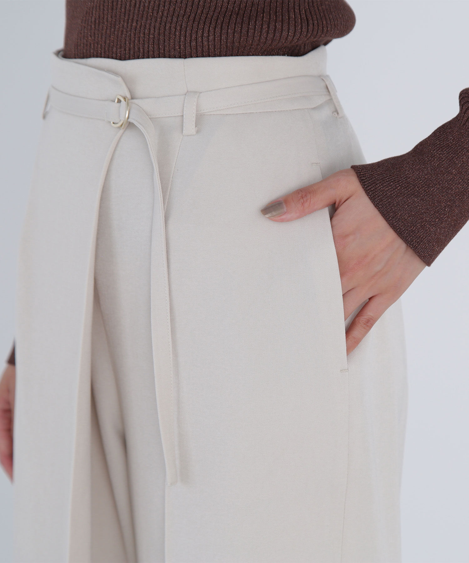  「ハイウエストラップワイドパンツ」|その他|