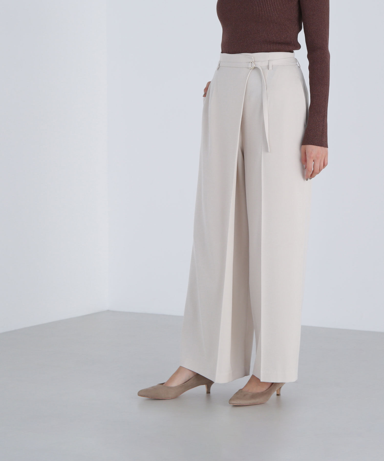  「ハイウエストラップワイドパンツ」|その他|