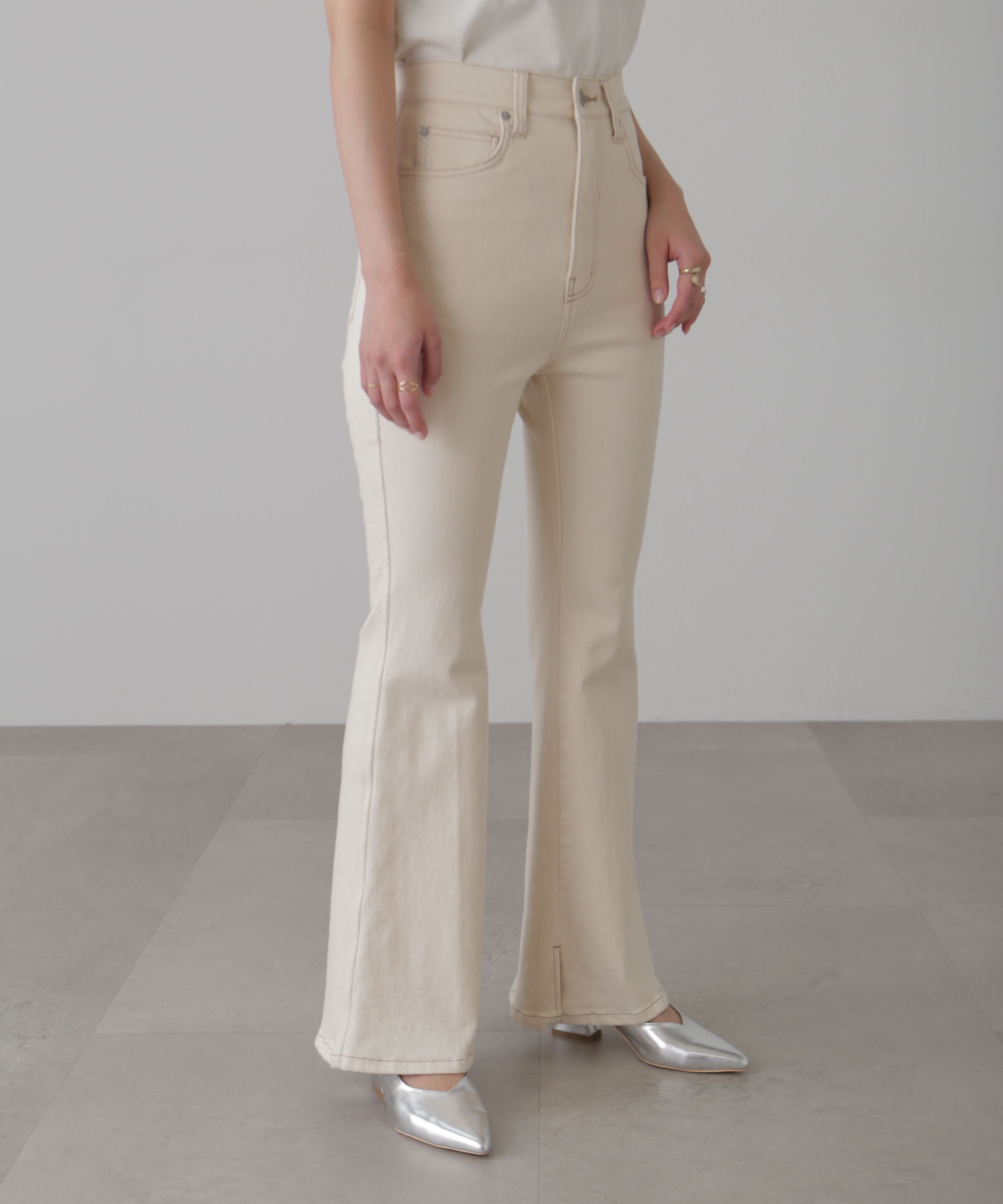  「[低身長サイズ/Sシリーズ]内スリットベルボトムデニムパンツ」|その他|