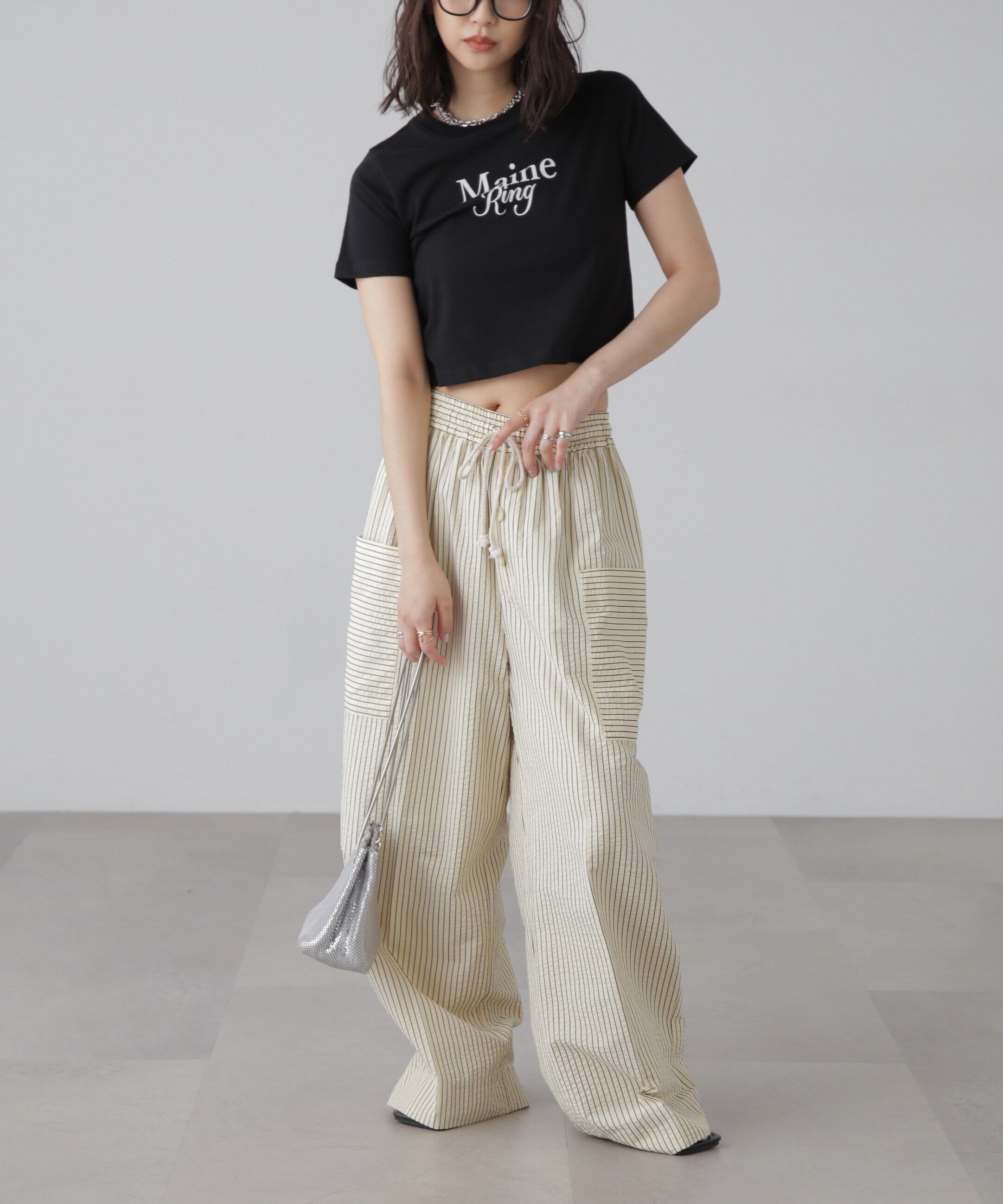  「ショート丈ロゴTシャツ」|Tシャツ・カットソー|