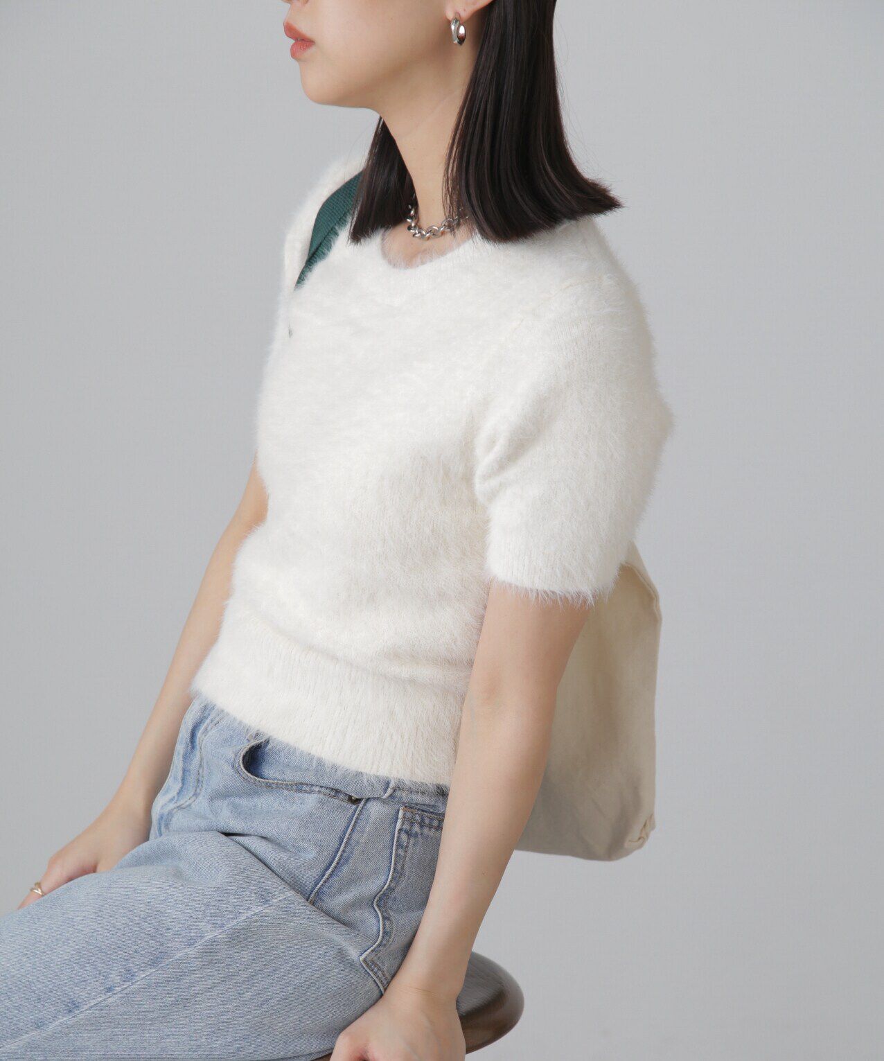  「シャギー半袖ニット」|ニット・セーター|