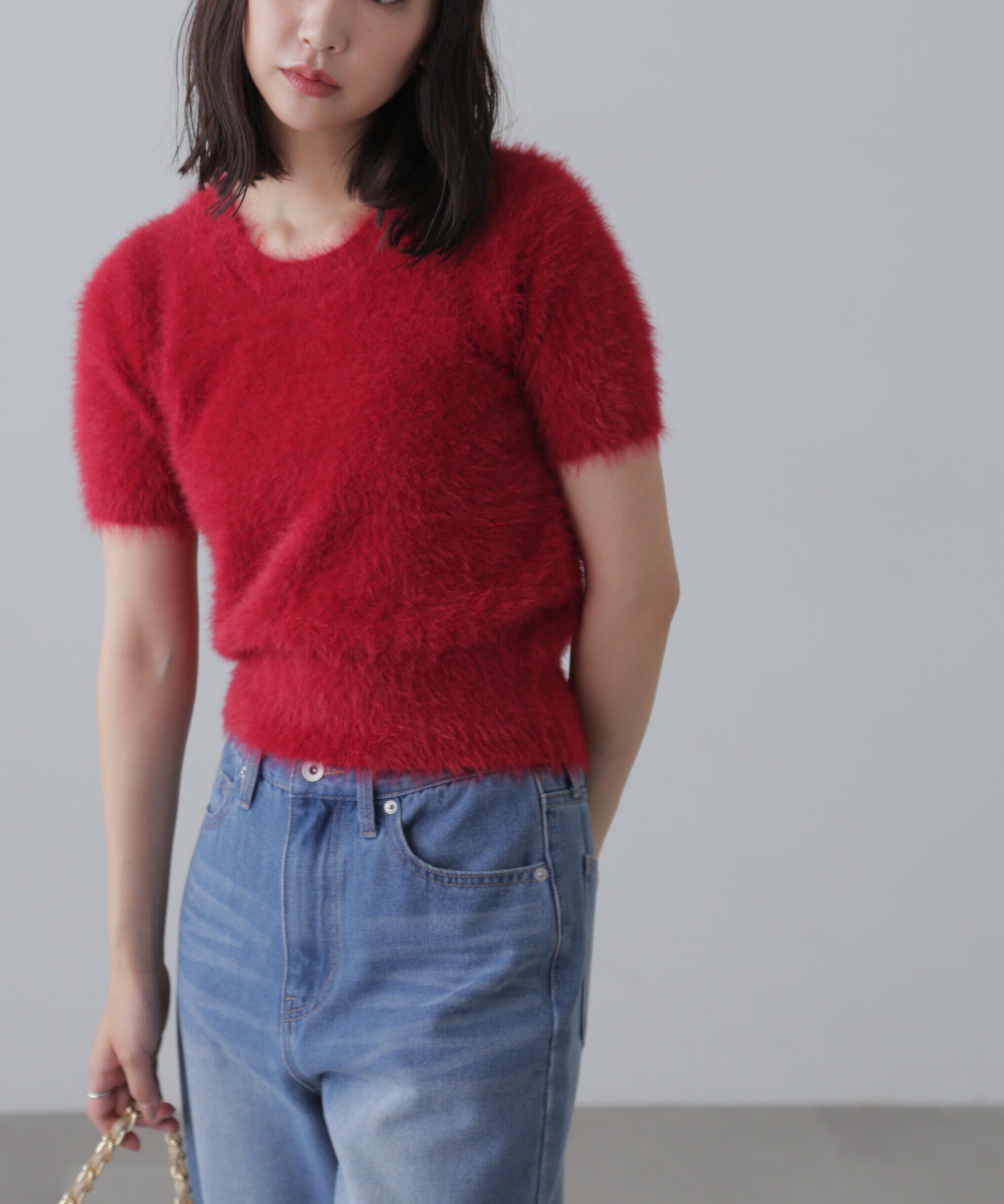  「シャギー半袖ニット」|ニット・セーター|