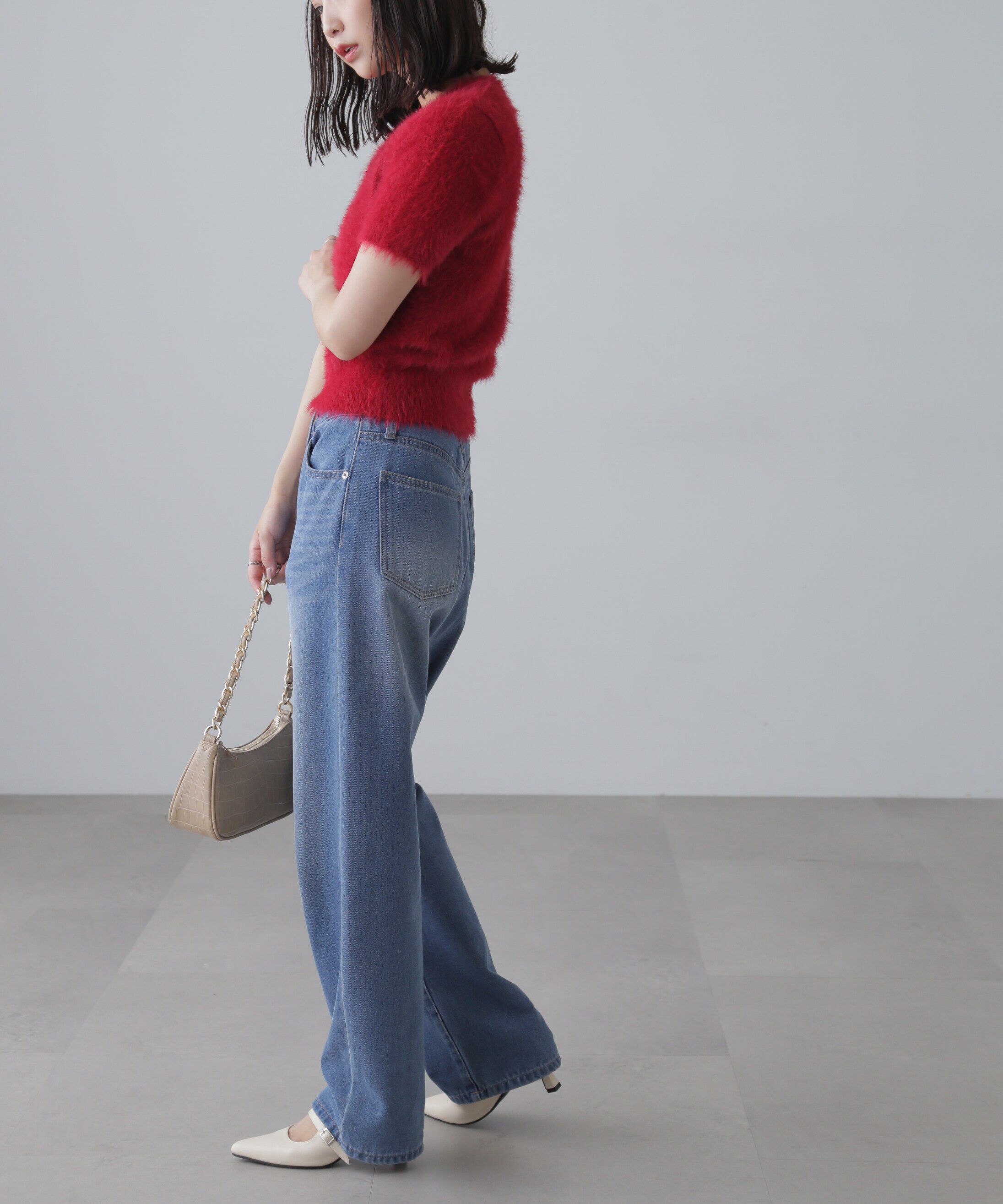  「シャギー半袖ニット」|ニット・セーター|