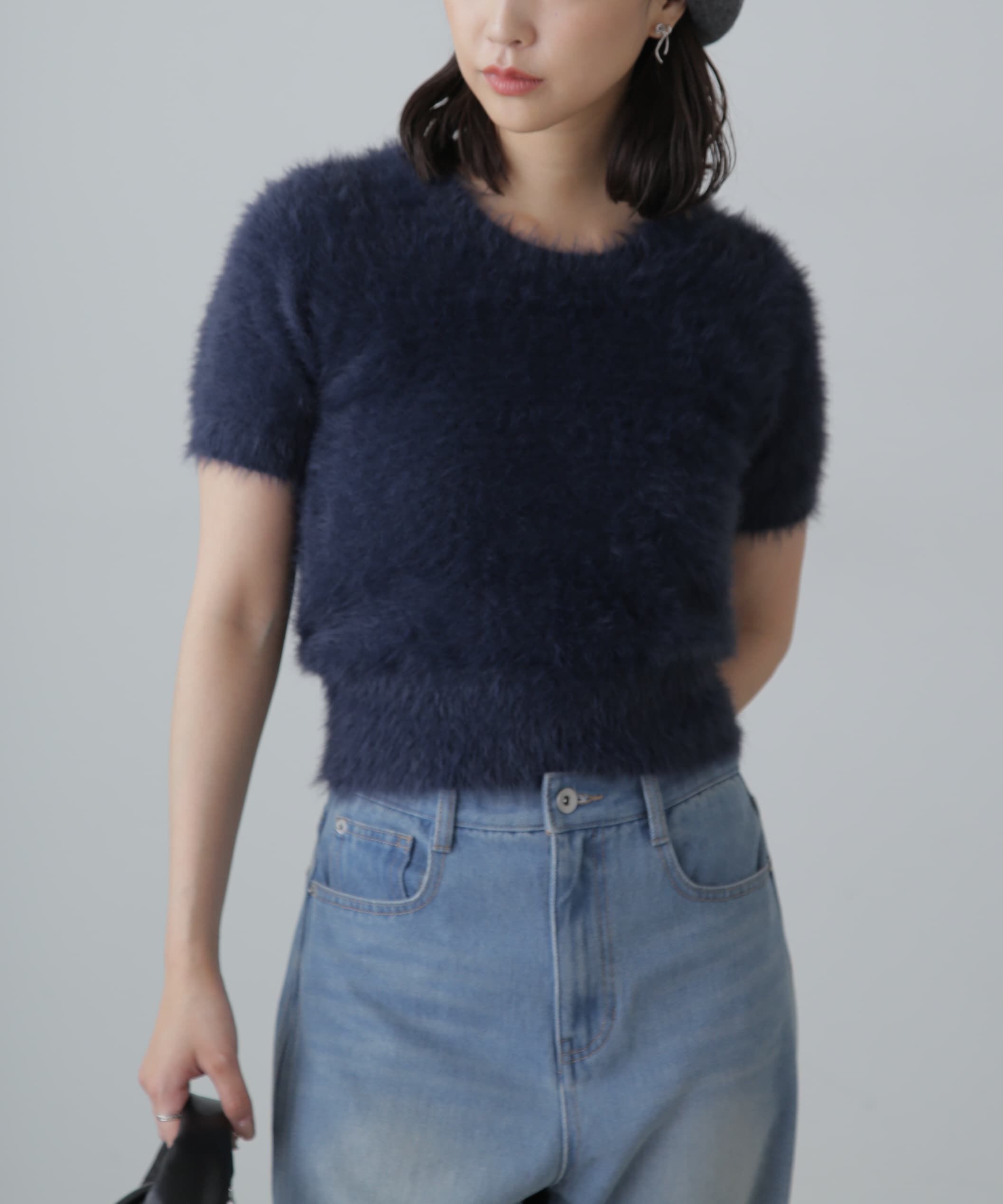  「シャギー半袖ニット」|ニット・セーター|