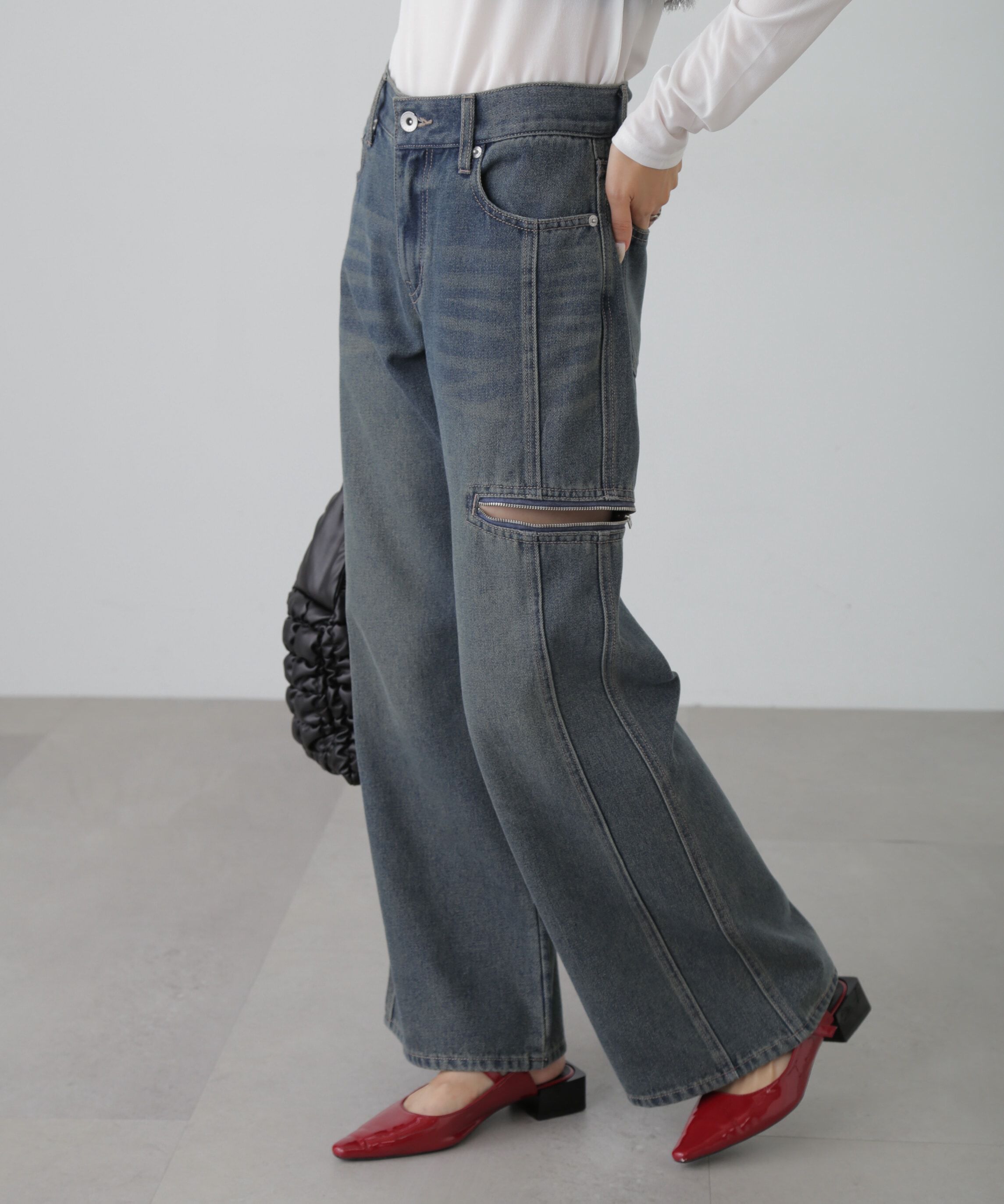  「ローライズパネルカットデニムパンツ」|その他|