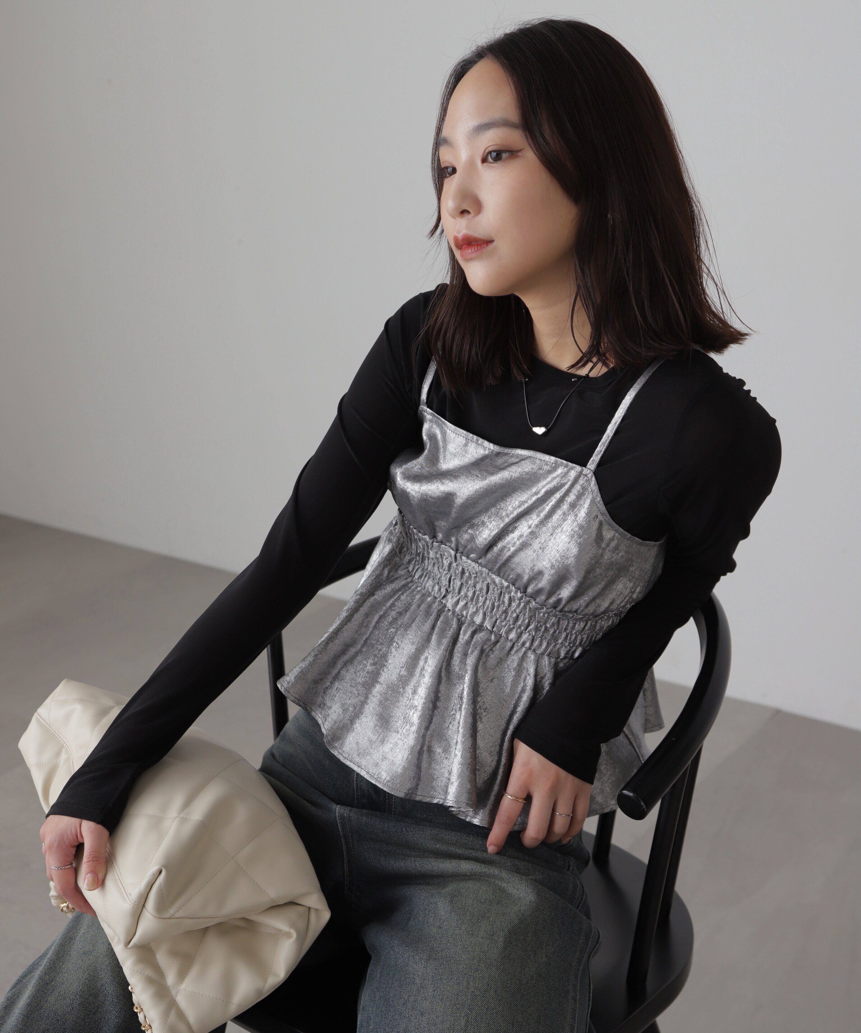  「シャーリングペプラムビスチェ」|シャツ・ブラウス|