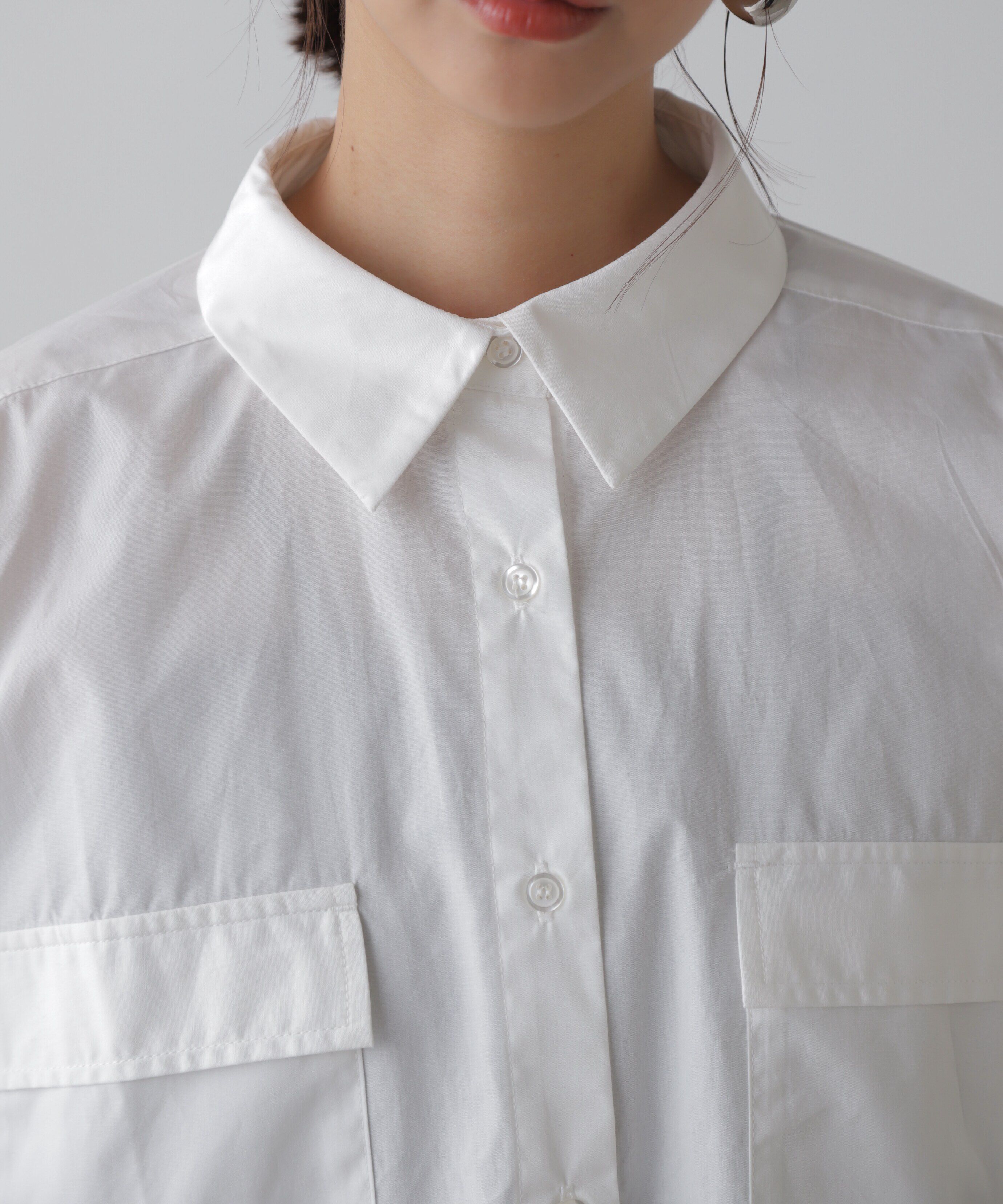  「ビッグポケットショート丈シャツ」|シャツ・ブラウス|