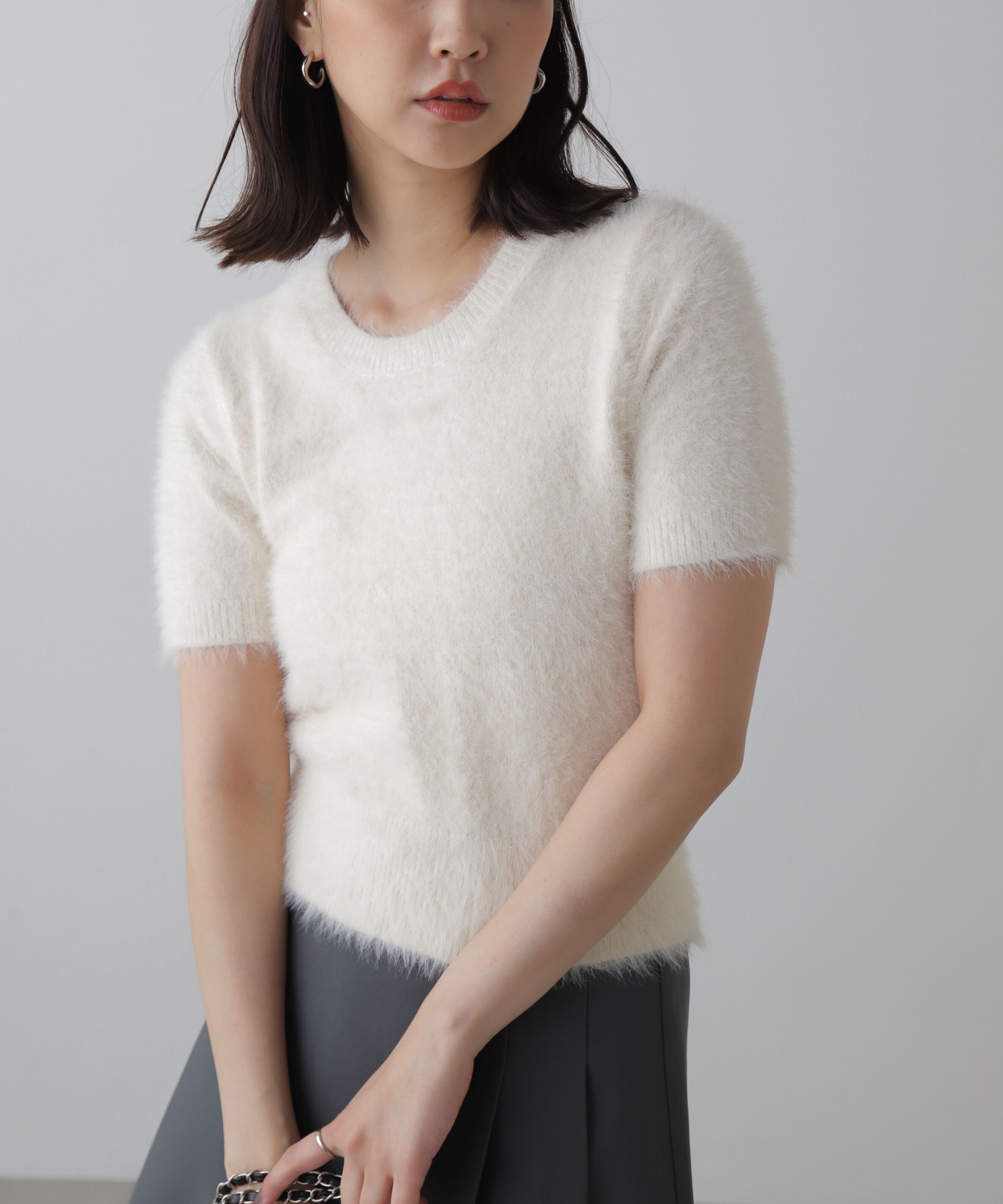  「シャギー半袖ニット」|ニット・セーター|