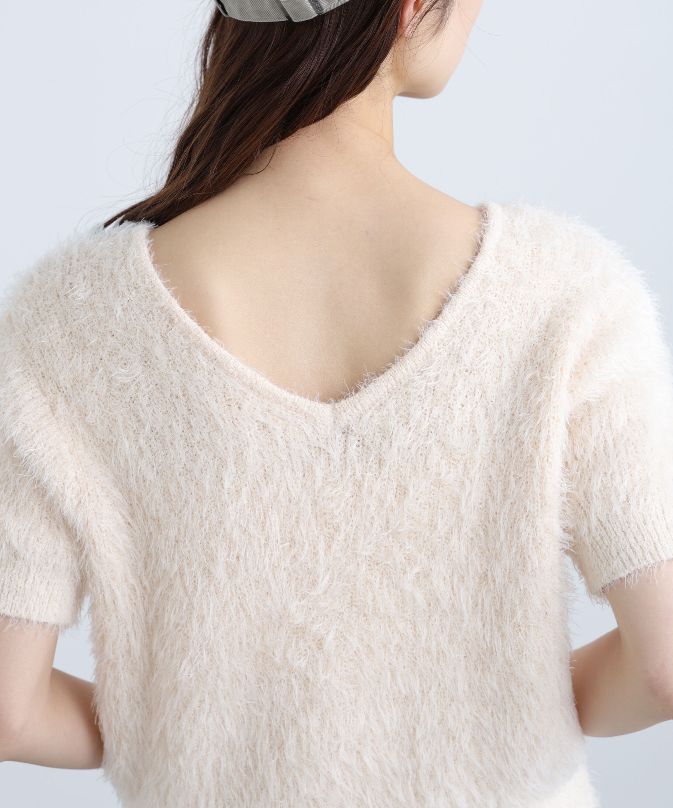  「前後2wayシャギー半袖ニット」|ニット・セーター|