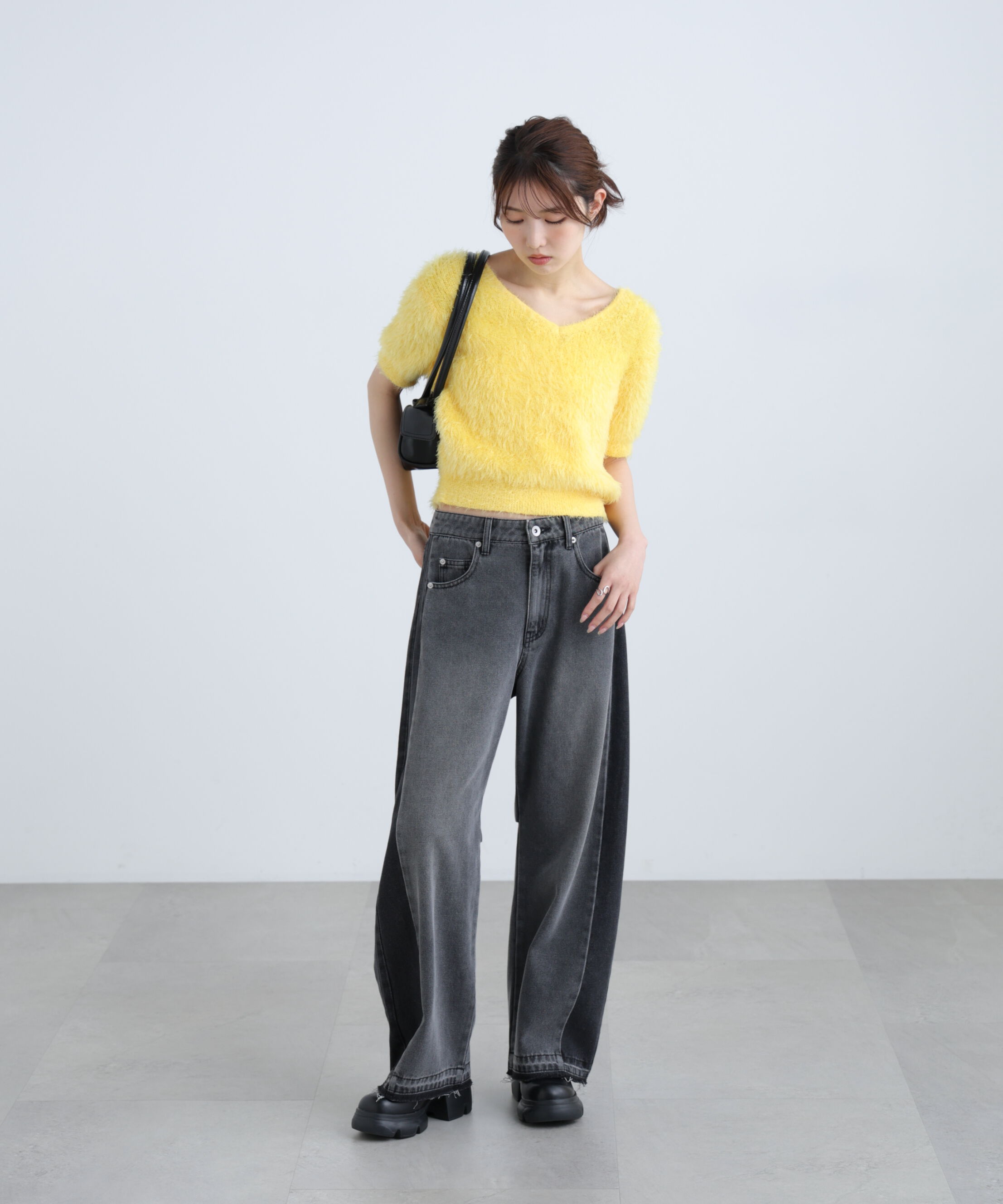  「前後2wayシャギー半袖ニット」|ニット・セーター|