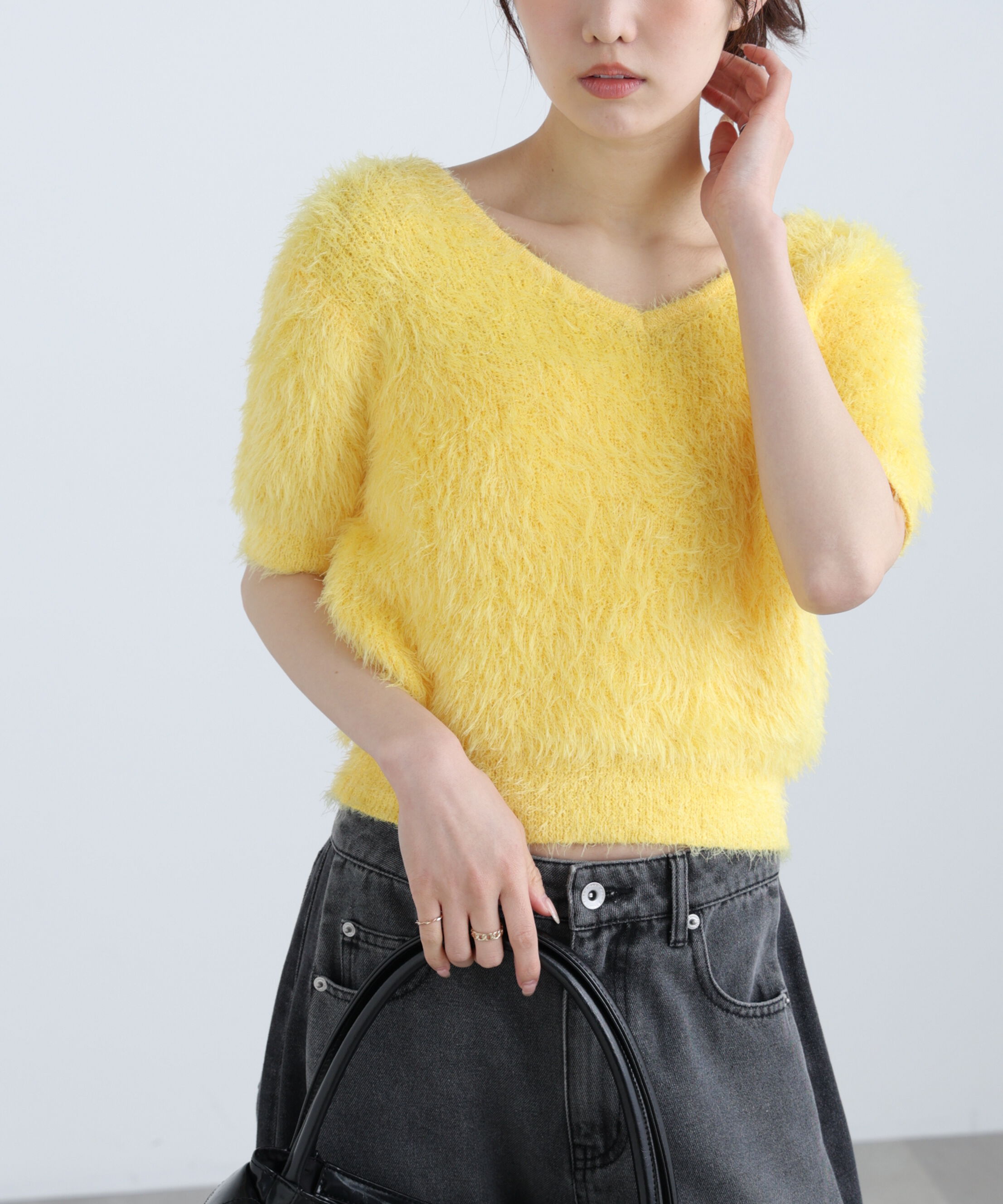  「前後2wayシャギー半袖ニット」|ニット・セーター|