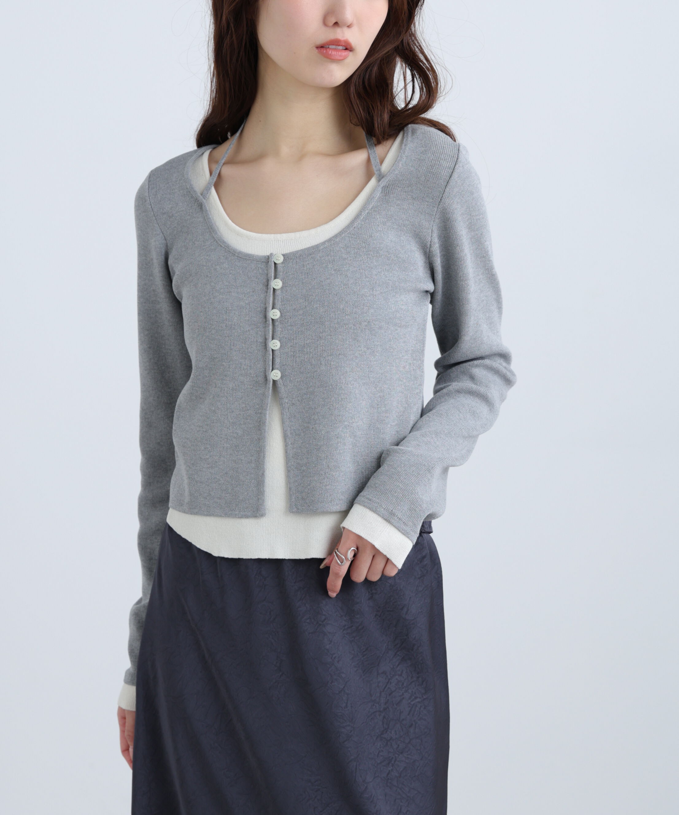  「キャミレイヤードクルーネックニット」|ニット・セーター|