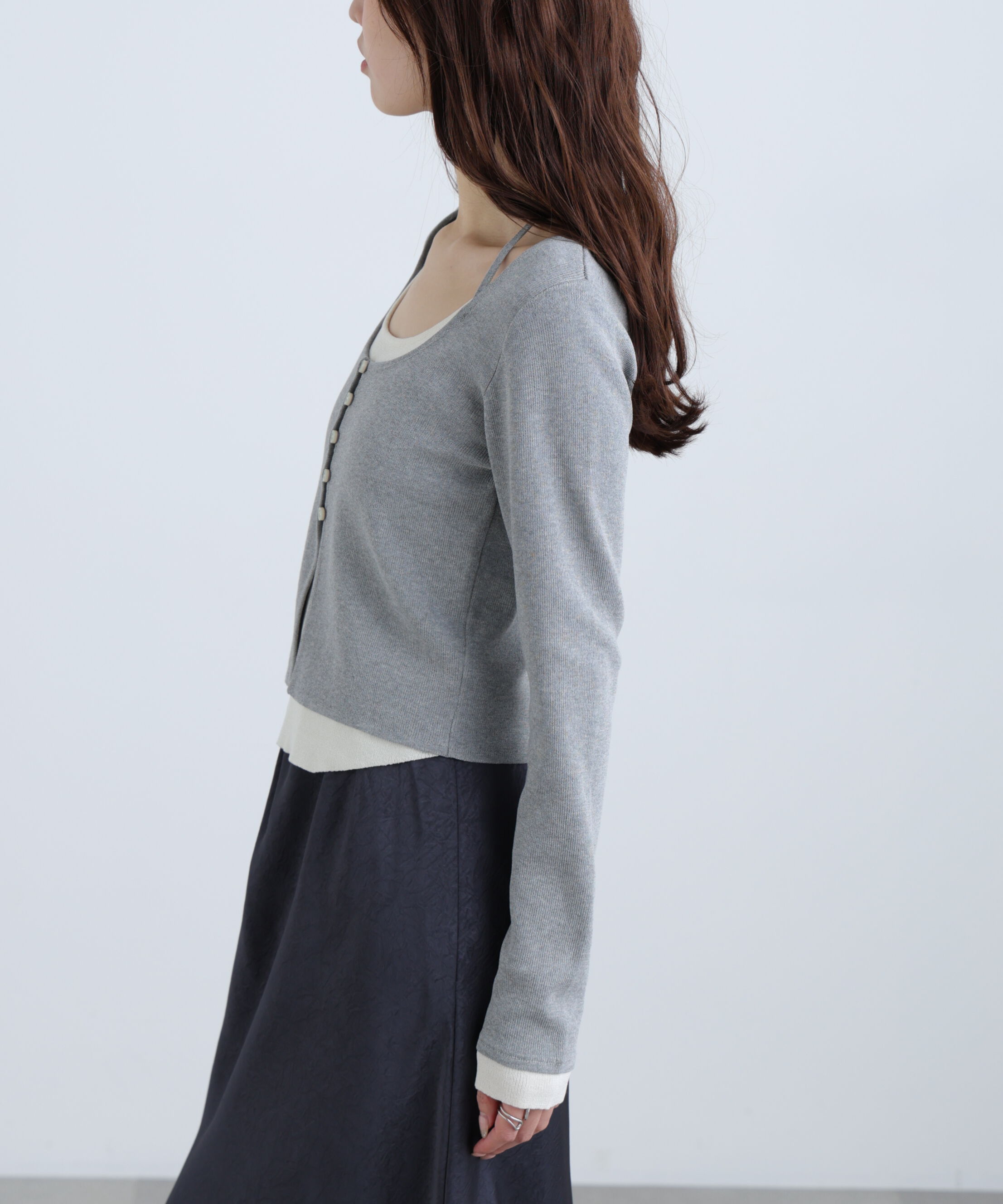  「キャミレイヤードクルーネックニット」|ニット・セーター|