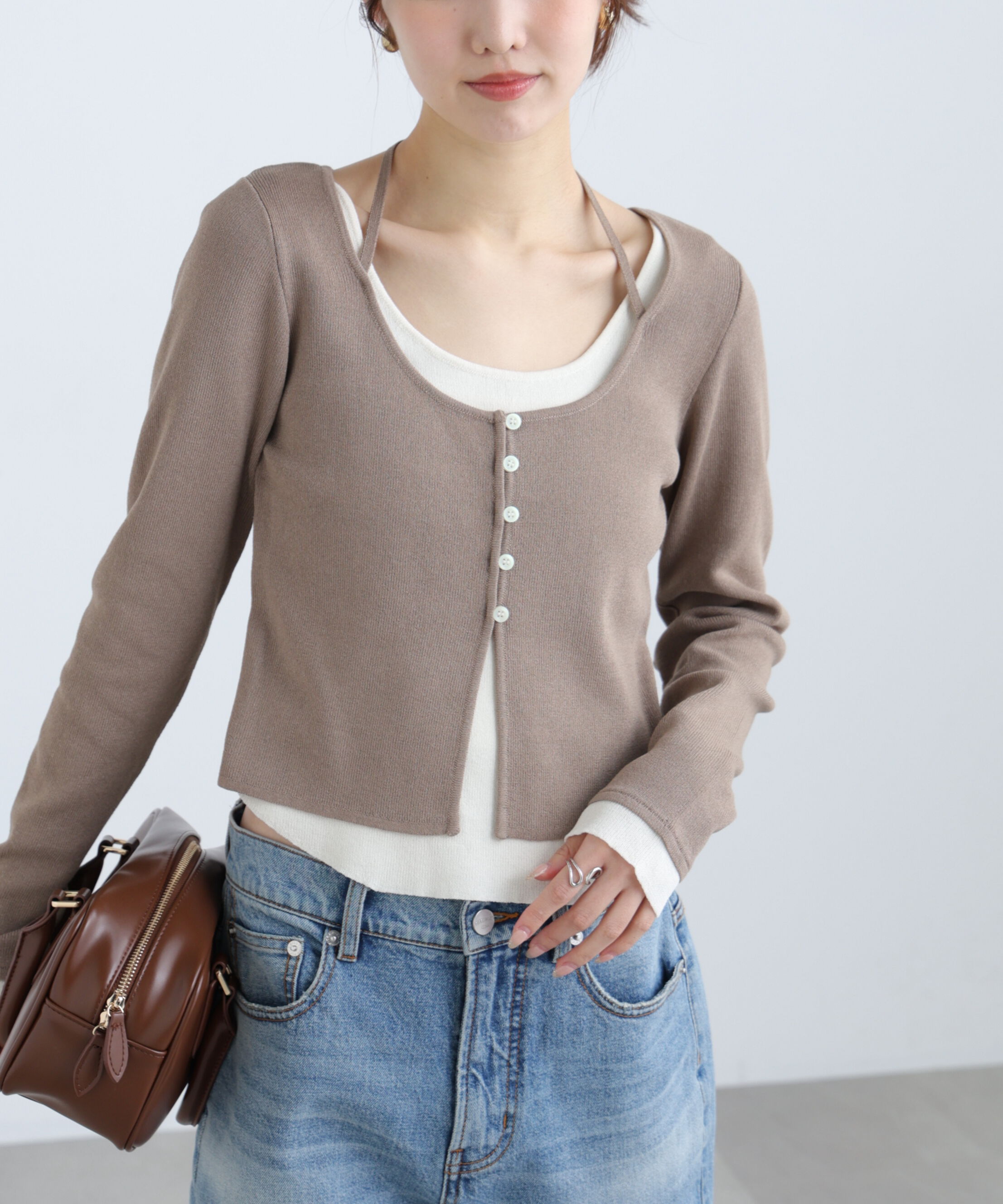  「キャミレイヤードクルーネックニット」|ニット・セーター|