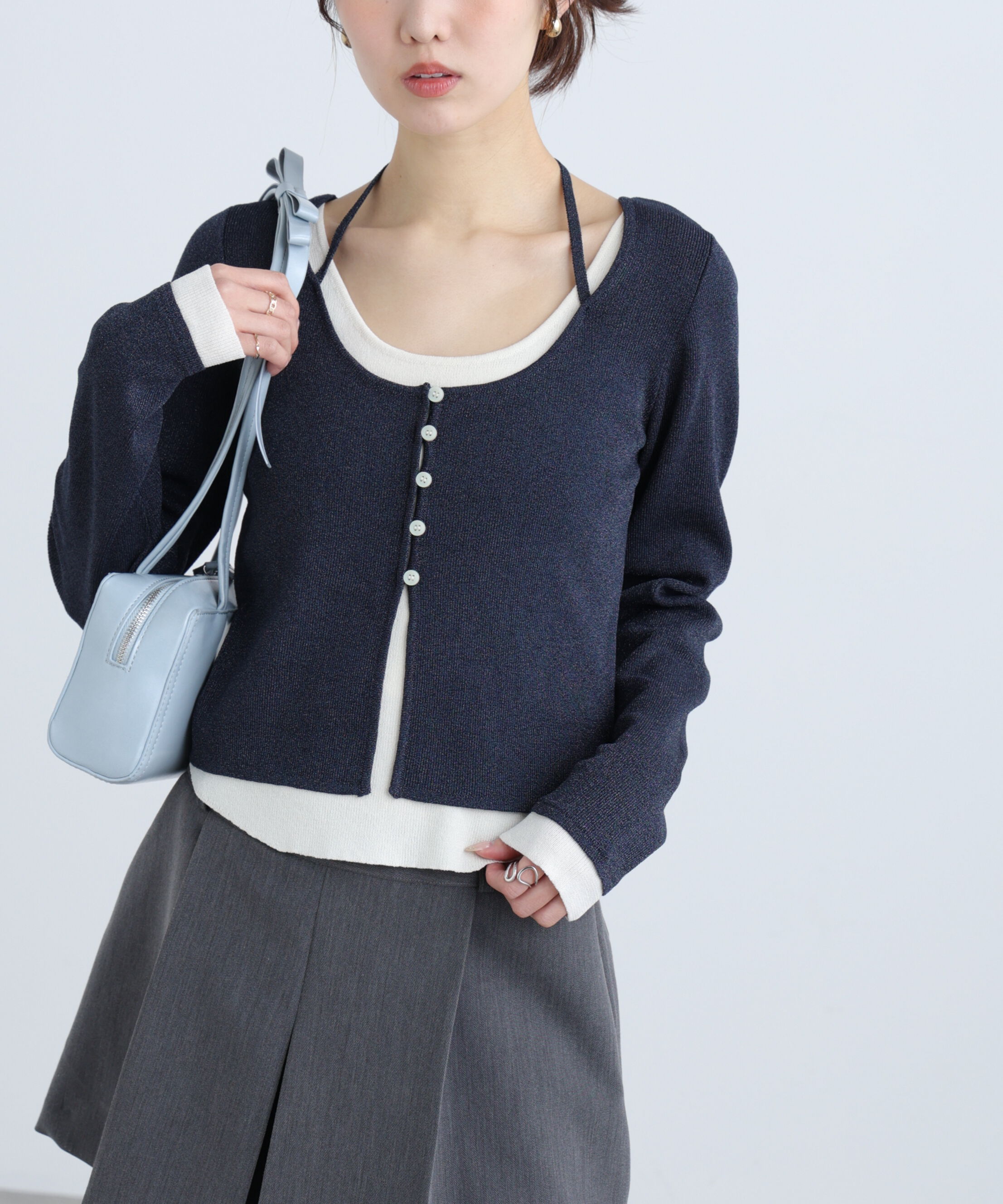  「キャミレイヤードクルーネックニット」|ニット・セーター|