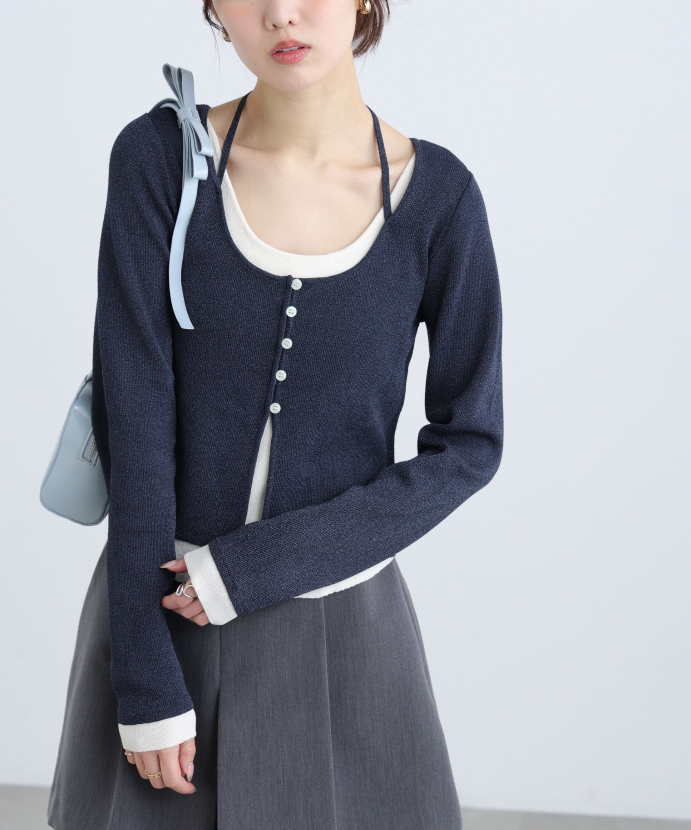  「キャミレイヤードクルーネックニット」|ニット・セーター|