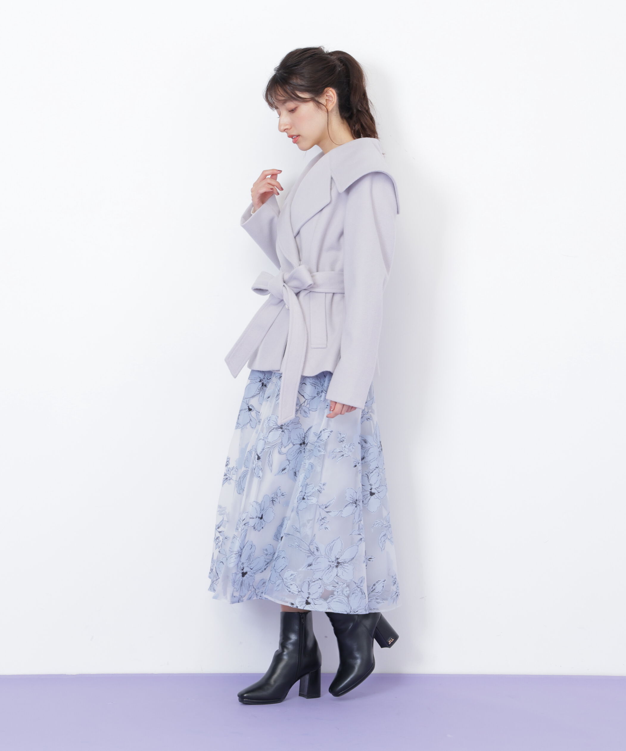  「ビジュー釦ビッグカラーショートコート」|その他|