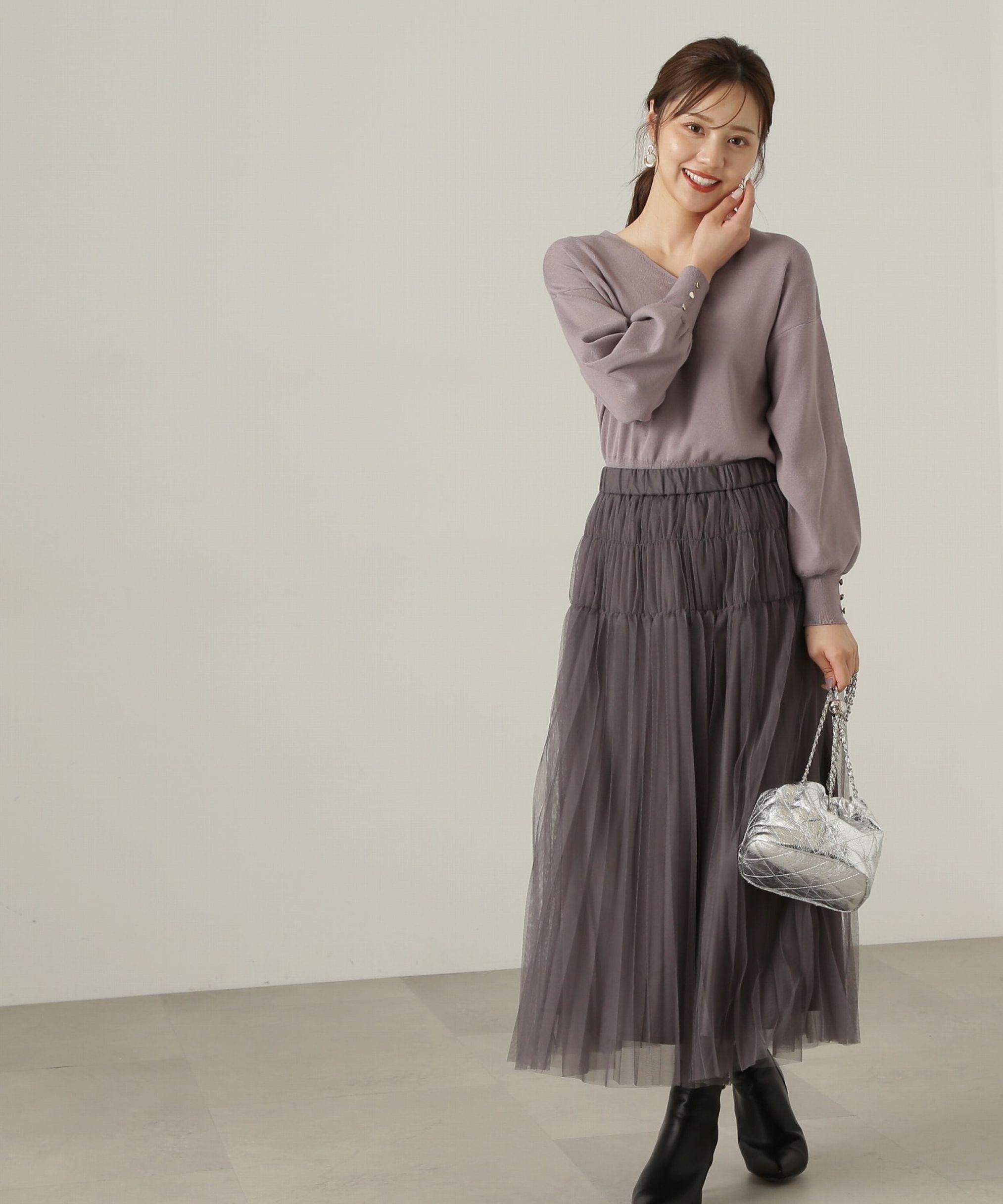 PROPORTION BODY DRESSING「シャーリングプリーツチュールスカート24AW」|スカート|