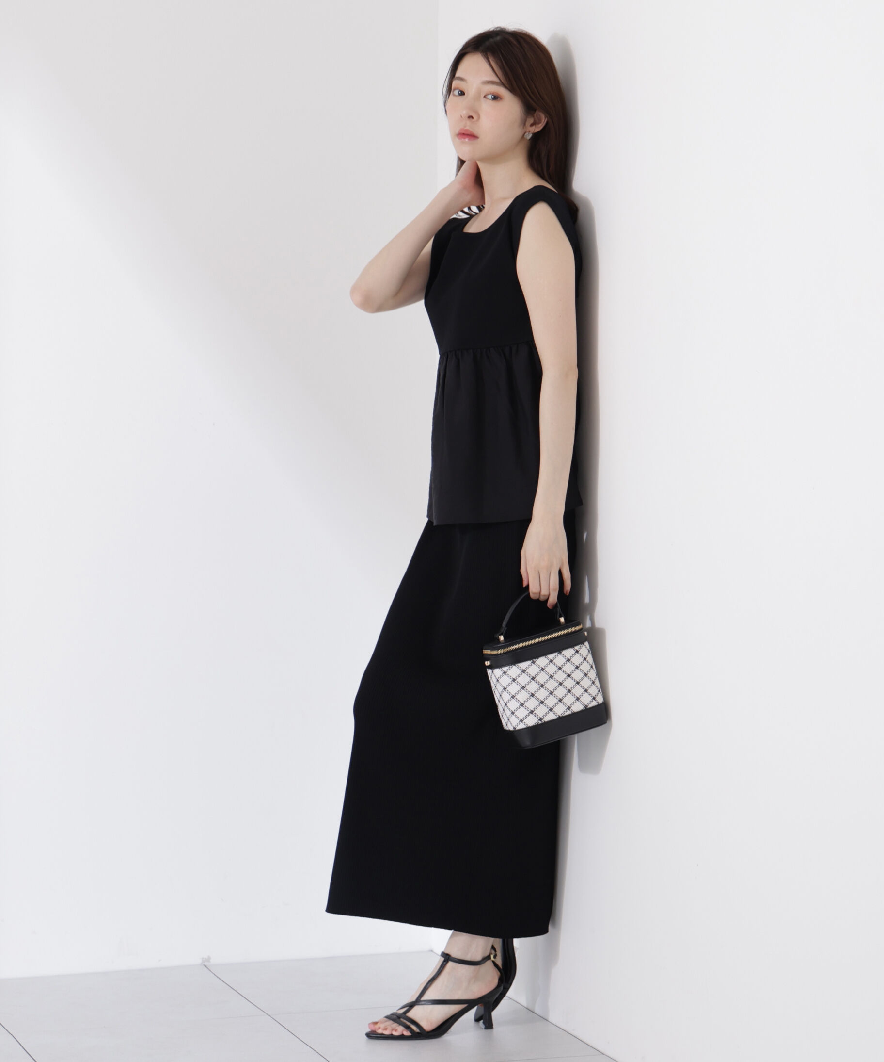 PROPORTION BODY DRESSING「〈接触冷感〉ペプラムニットセットアップ」|ワンピース|ブラック