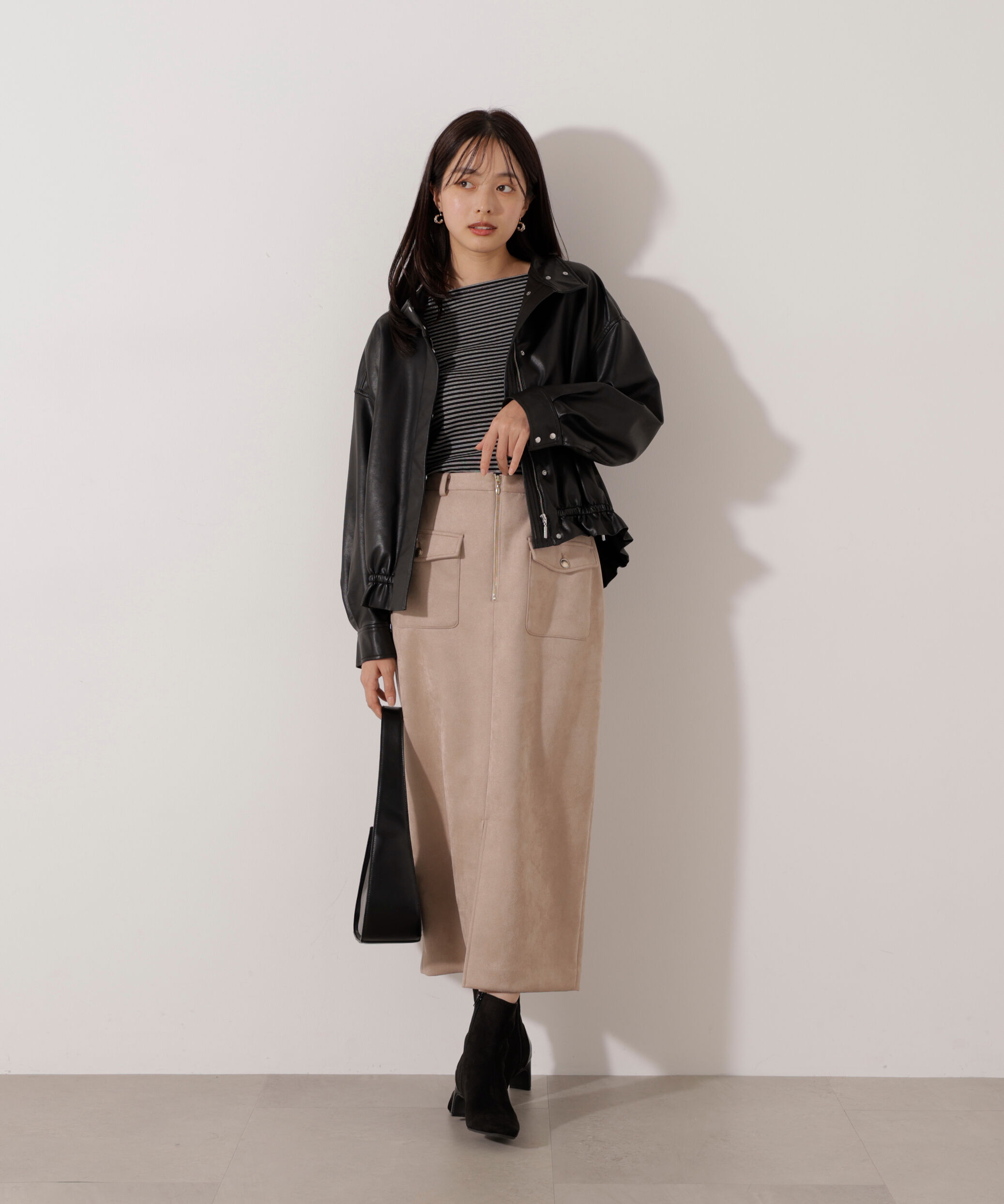PROPORTION BODY DRESSING「ダンボールフェイクスエードタイトスカート 25AW」|スカート|ベージュ