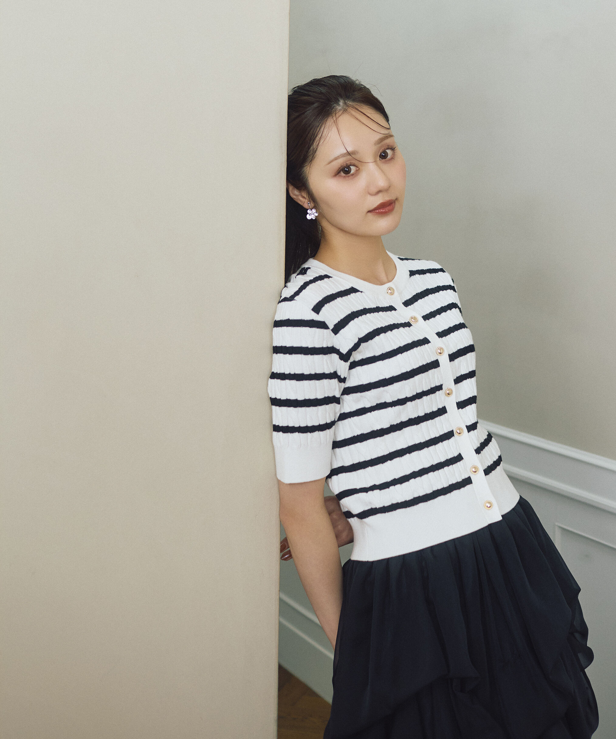 PROPORTION BODY DRESSING「＜山内ともなさんコラボ＞ケーブルカーディガン」|カーディガン|エクリュ&times;ブ  1