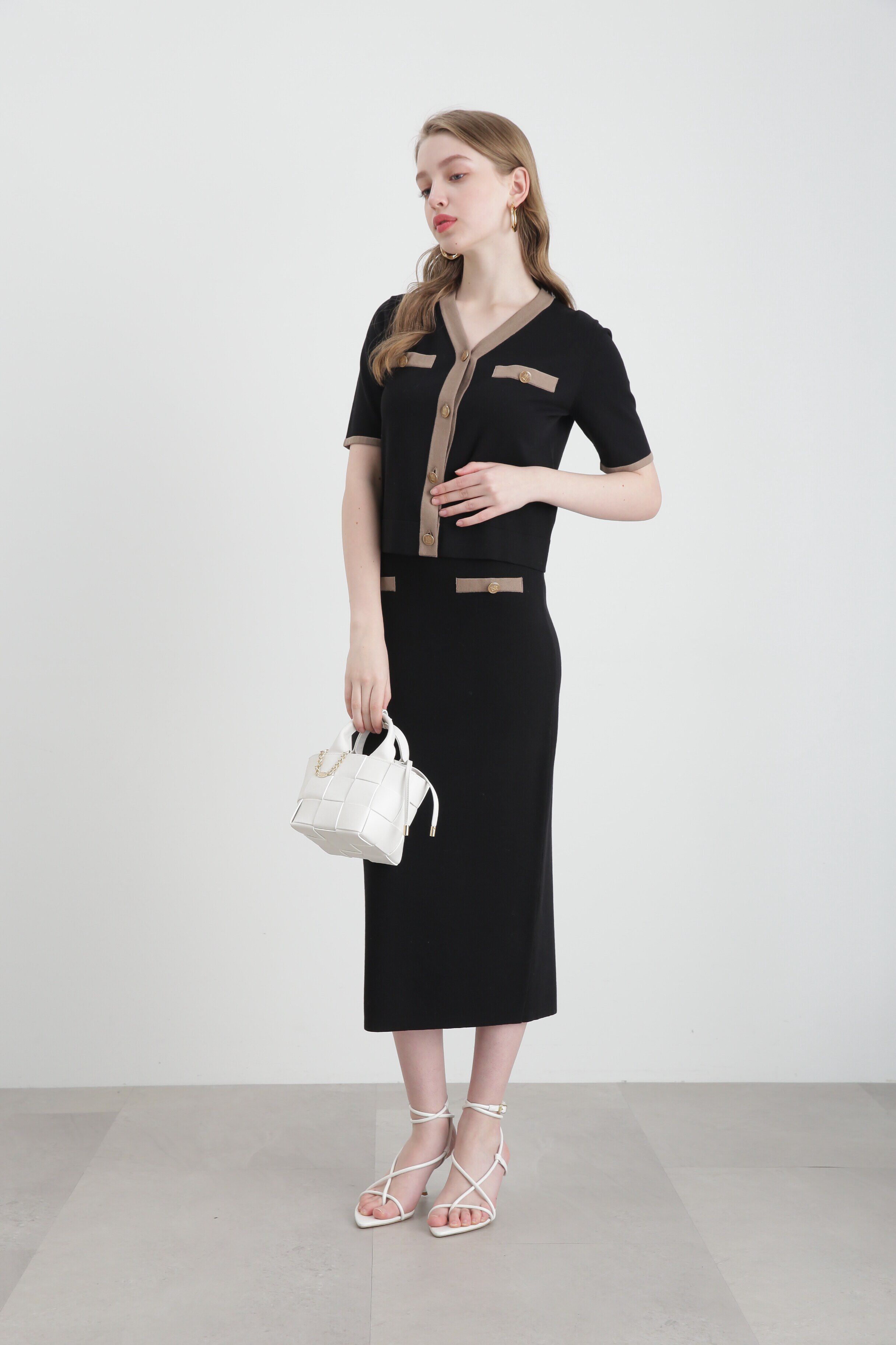  「◆バイカラーニットアップタイトスカート」|スカート|