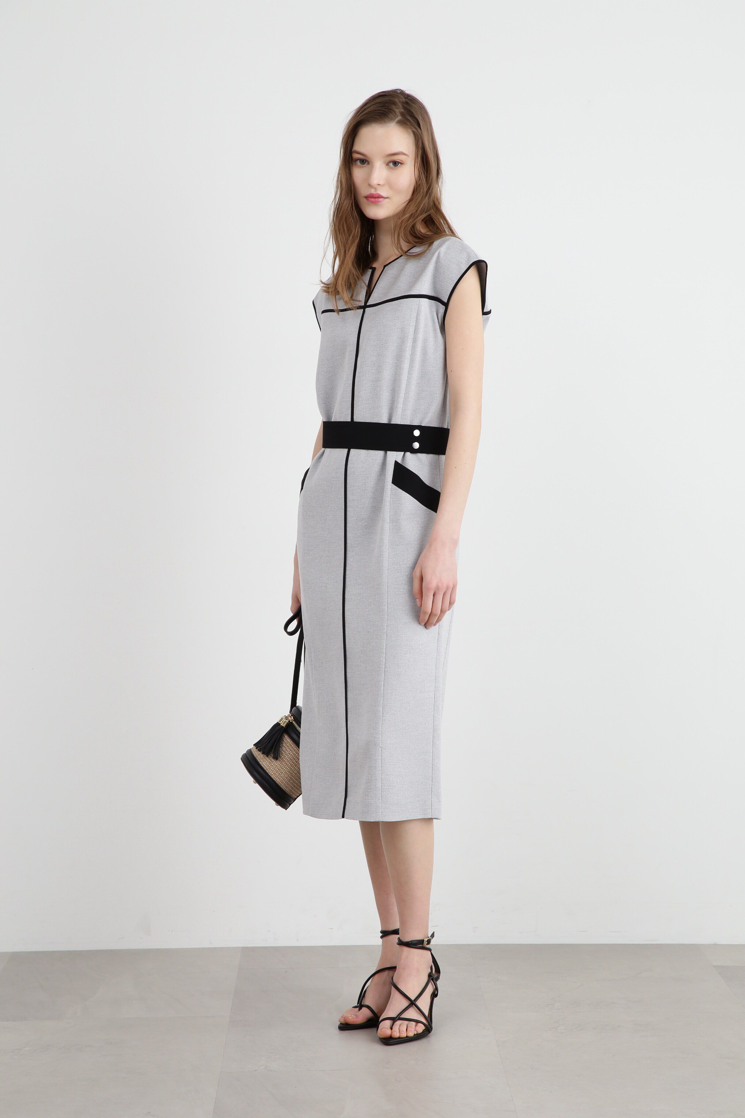  「◆バイカラーパイピングワンピース」|ワンピース|