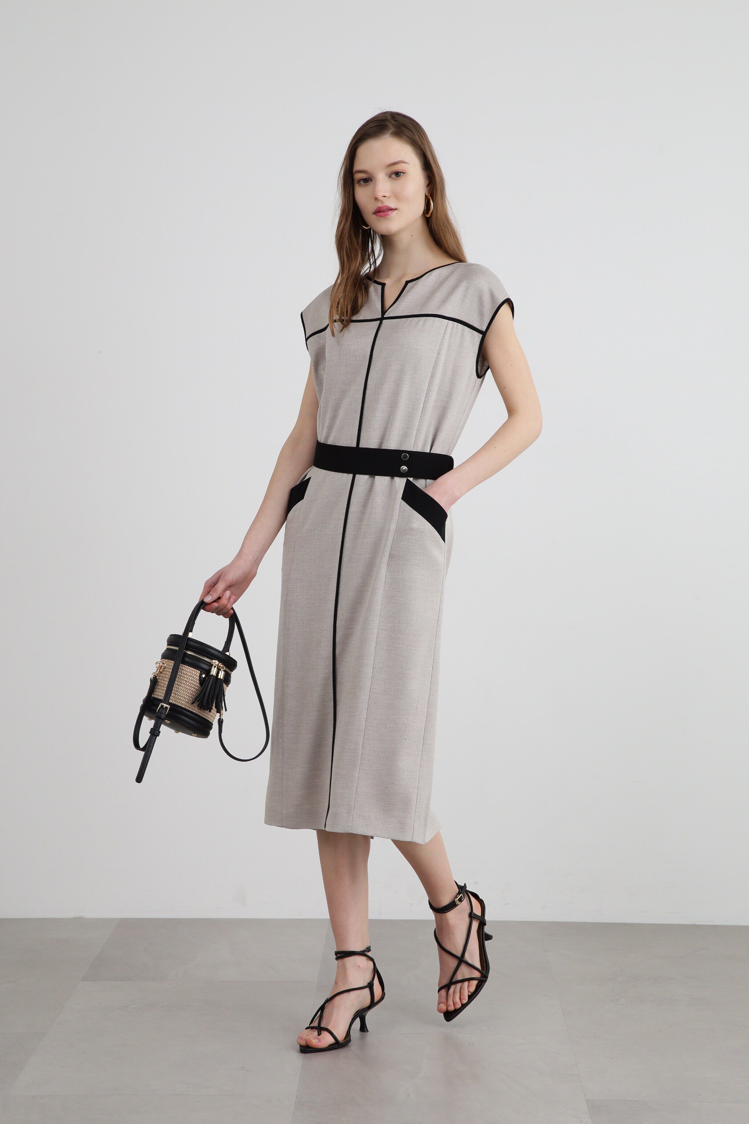  「◆バイカラーパイピングワンピース」|ワンピース|