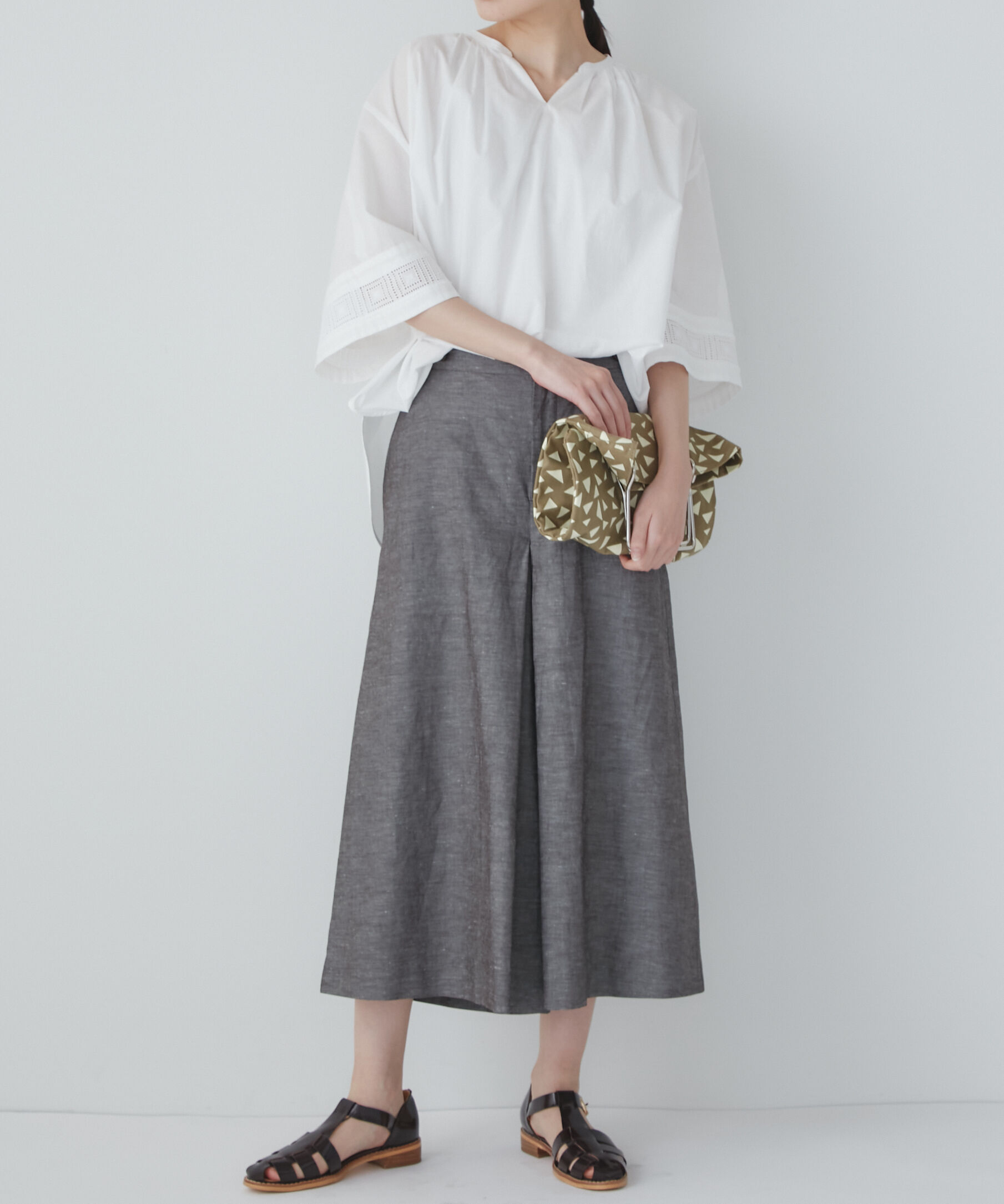  「◆綿麻シャンブレースカーチョ」|スカート|