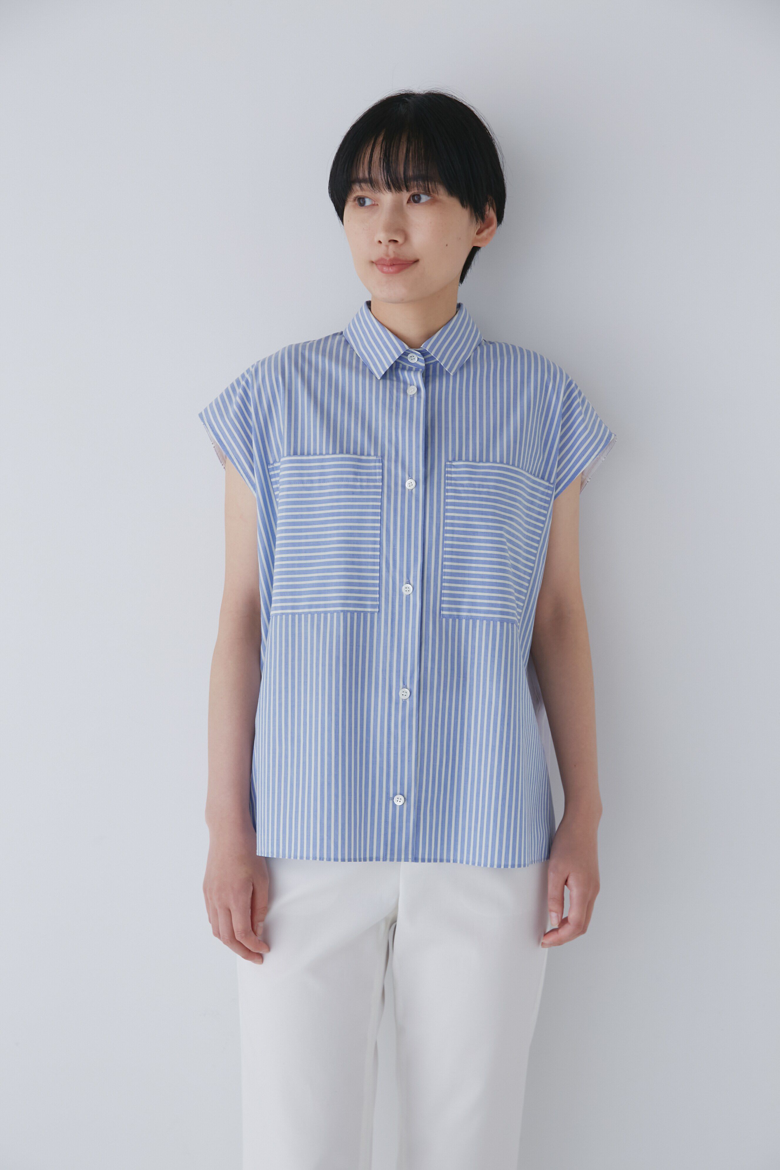  「◆バイカラーストライプブラウス」|シャツ・ブラウス|