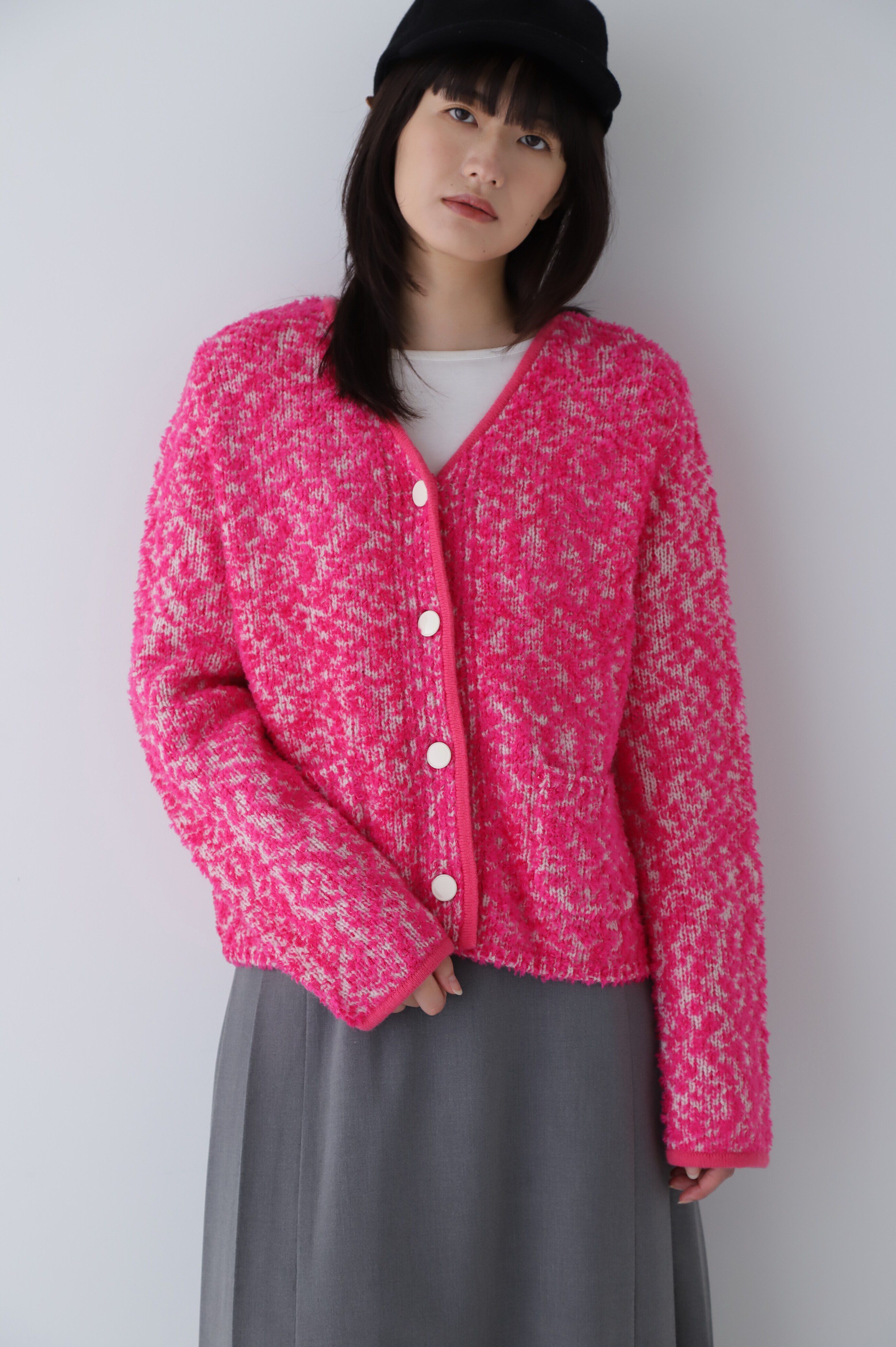  「◆フェザーミックスニットカーディガン」|ニット・セーター|ピンク