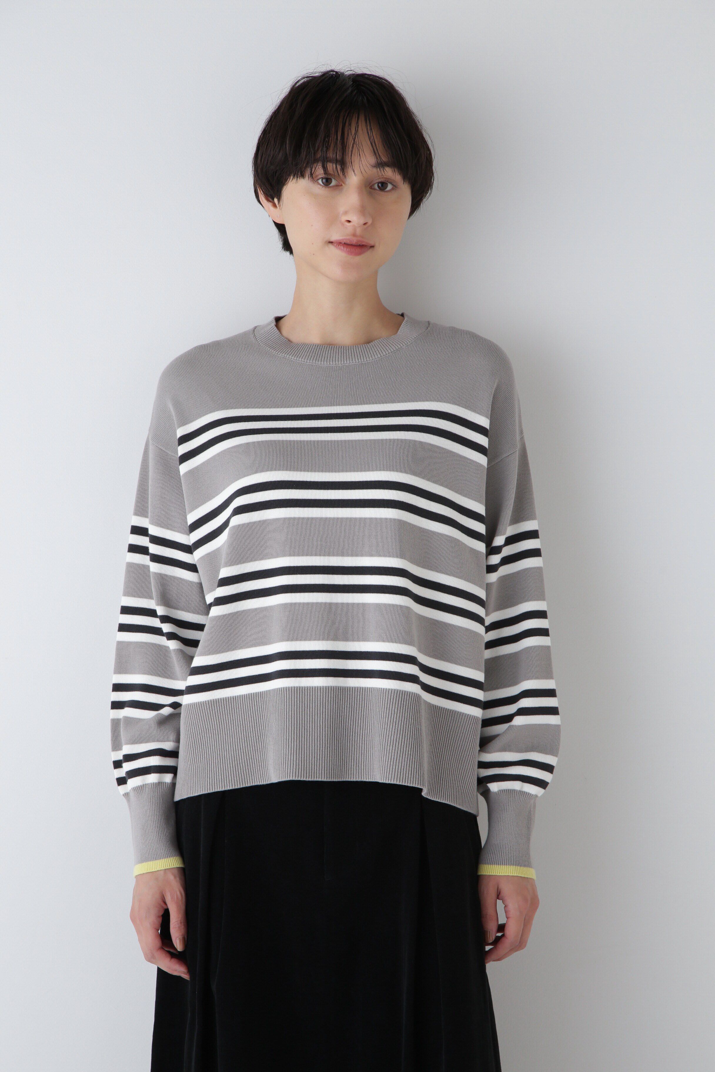  「◆オーガニックコットンランダムボーダープルオーバー」|ニット・セーター|