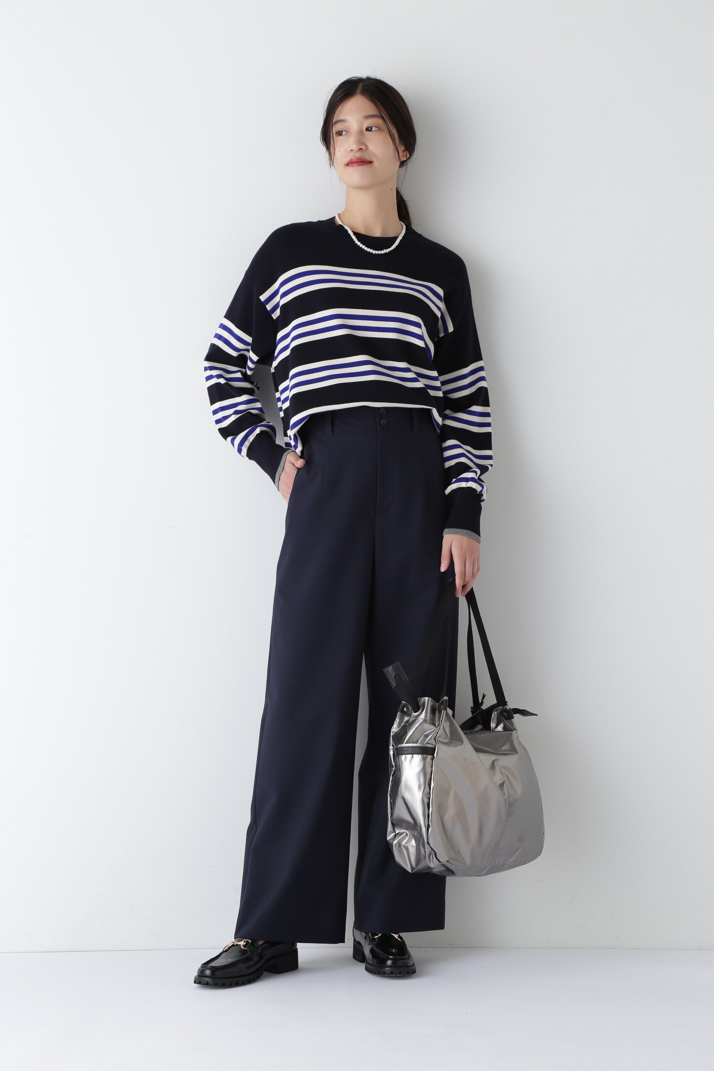  「◆オーガニックコットンランダムボーダープルオーバー」|ニット・セーター|