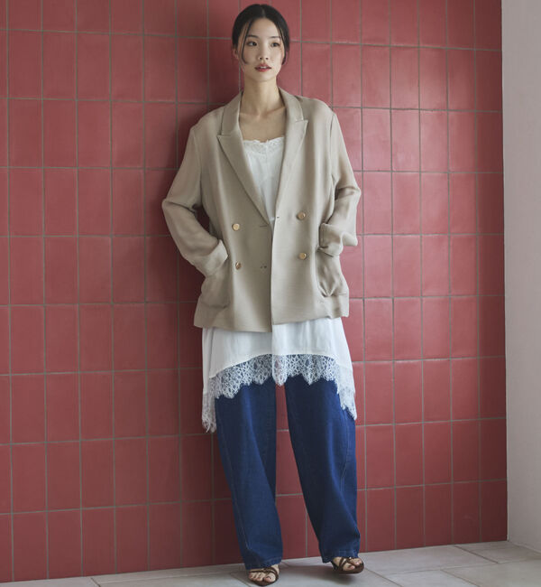 Doux archives「【ロングシーズンHIT ITEM】メッシュテーラードダブルジャケット」|テーラードジャケット|