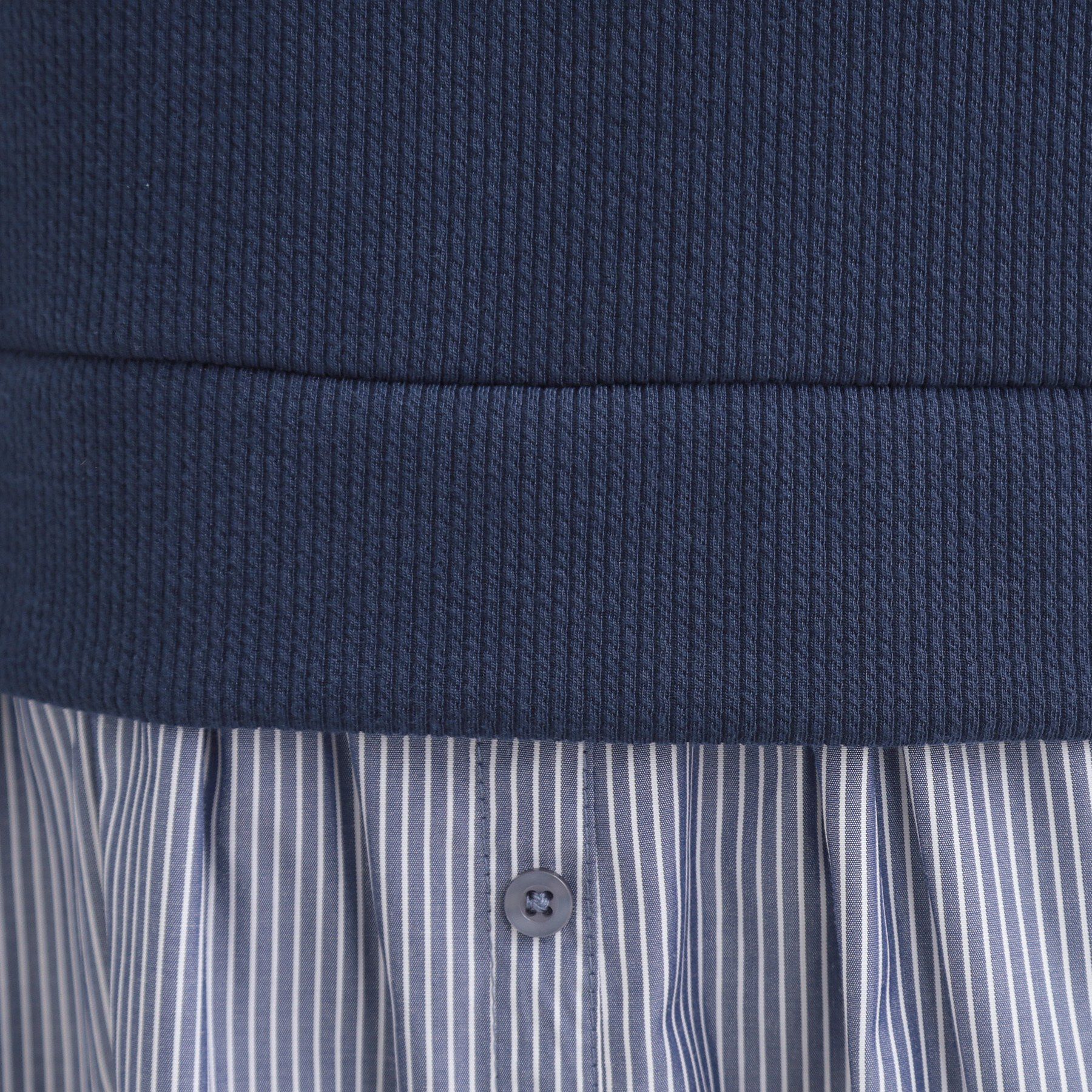 SHOO･LA･RUE「【S-LL/体型カバー】ストライプ柄ドッキングワンピース」|ワンピース|