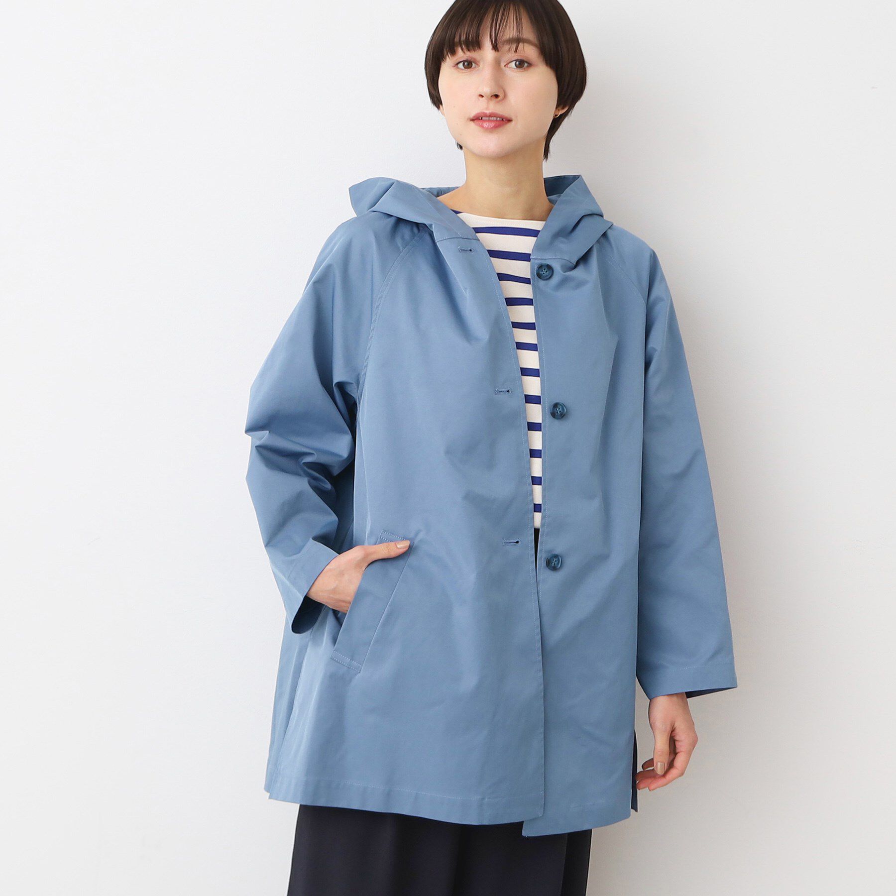 Dessin「【洗える】フーデッドハーフコート（S～L）」|その他|ブルー(092)