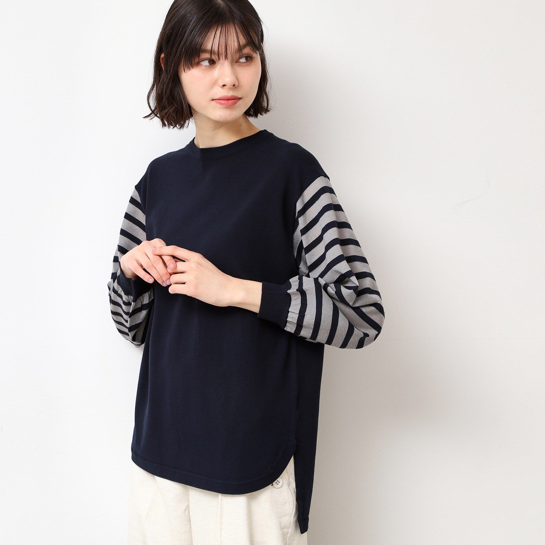 Dessin「【洗える】スリーブボーダーニット（S～L）」|ニット・セーター|