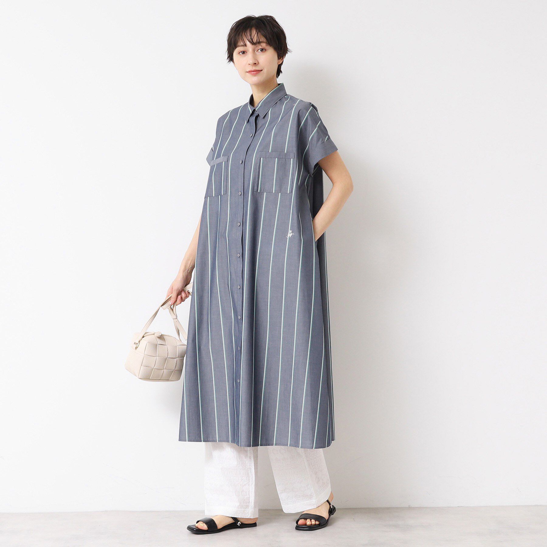 Dessin「【洗える】オリジナルストライプ柄シャツワンピース（S～L）」|ワンピース|