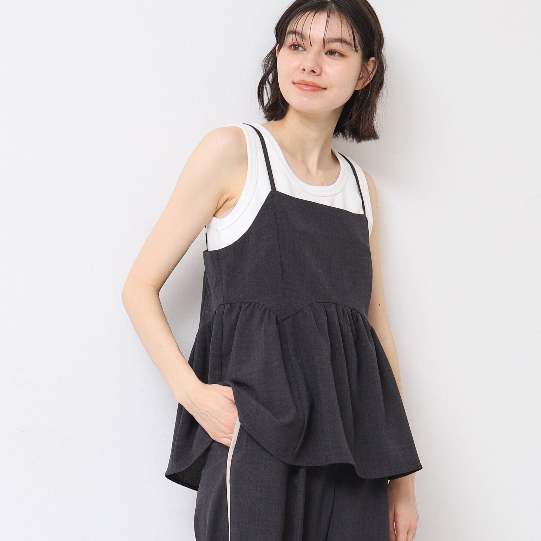 Dessin「【セットアップ可能・洗える】切り替えギャザー入りキャミソール」|キャミソール|