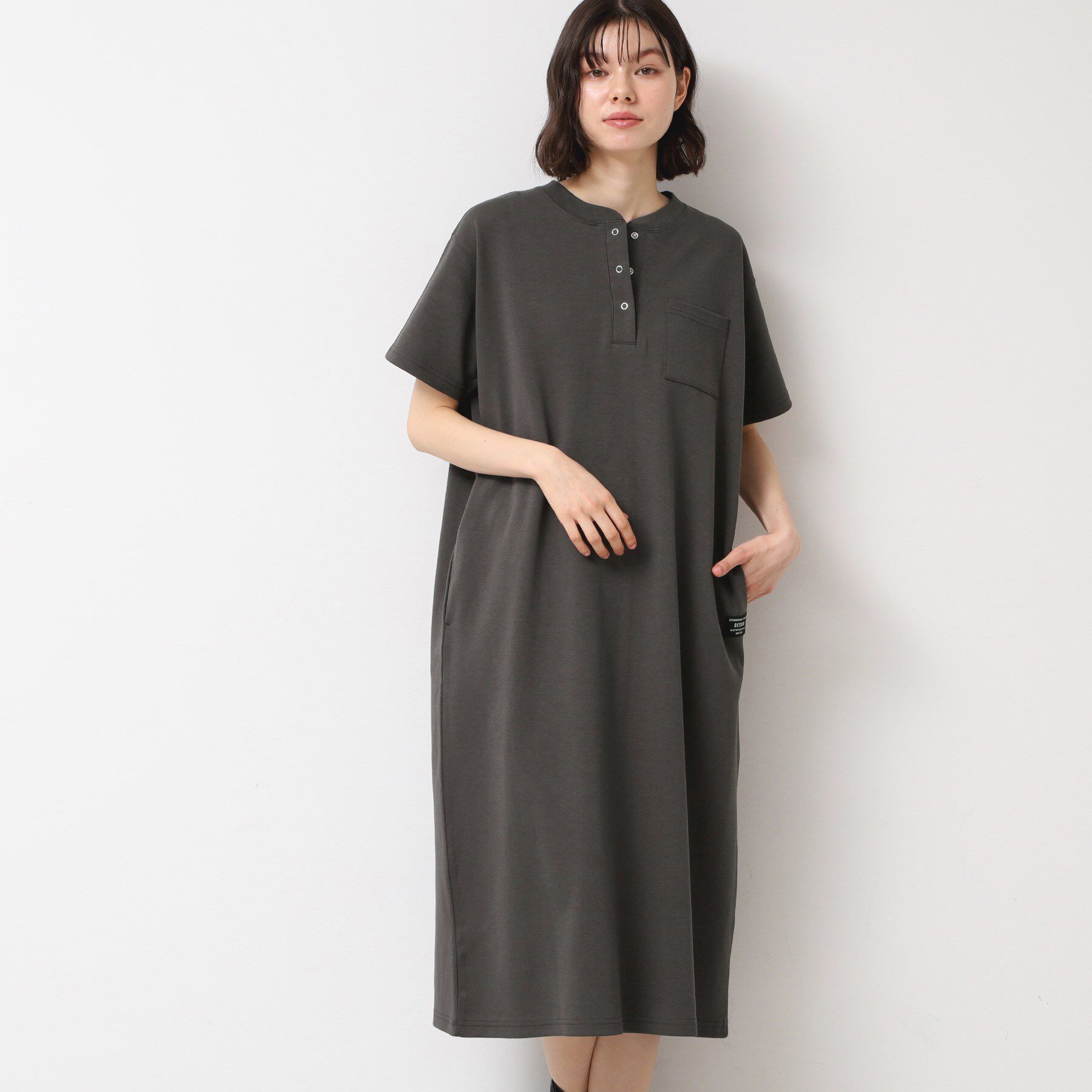 Dessin「【洗える】ヘンリーネックジャージワンピース」|ワンピース|