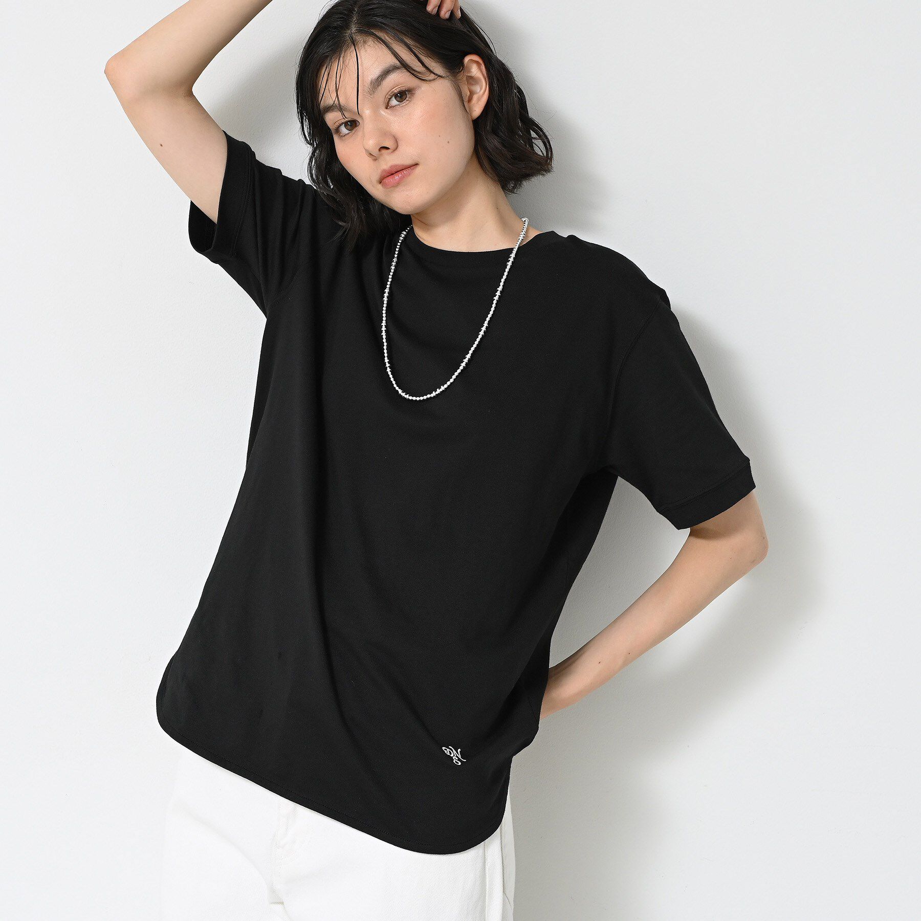 Dessin「【洗える】シャツテール半袖Tシャツ」|Tシャツ・カットソー|ブラック(019)