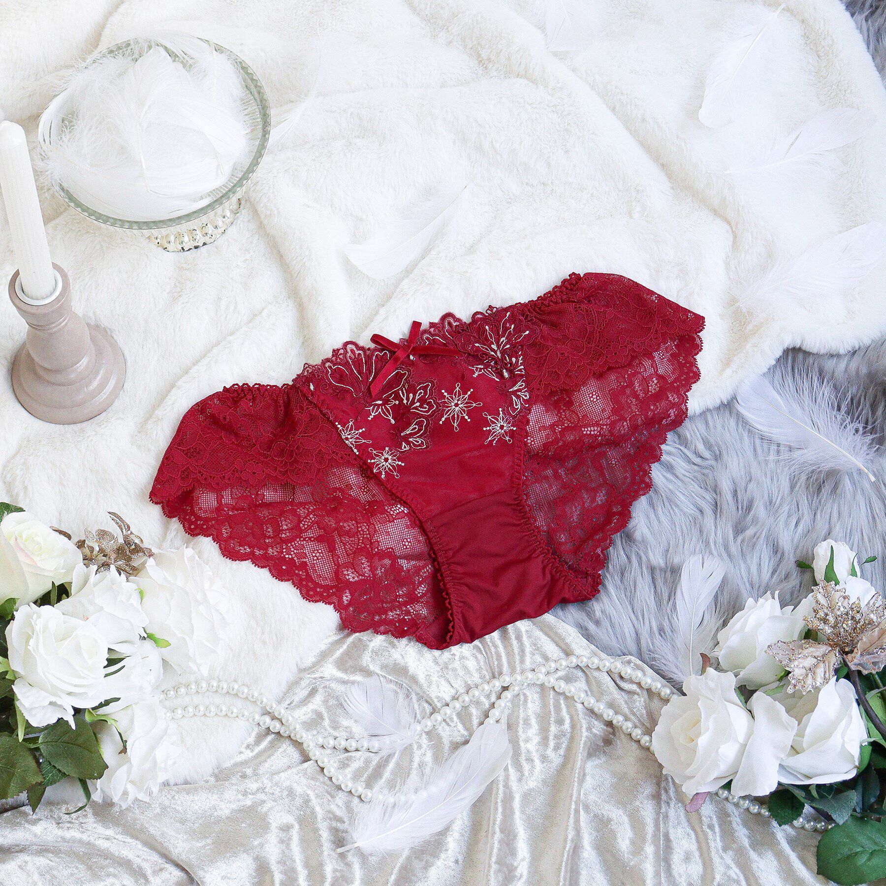 Risa Magli「カロリーネ レースショーツ」|インナー|レッド(061)