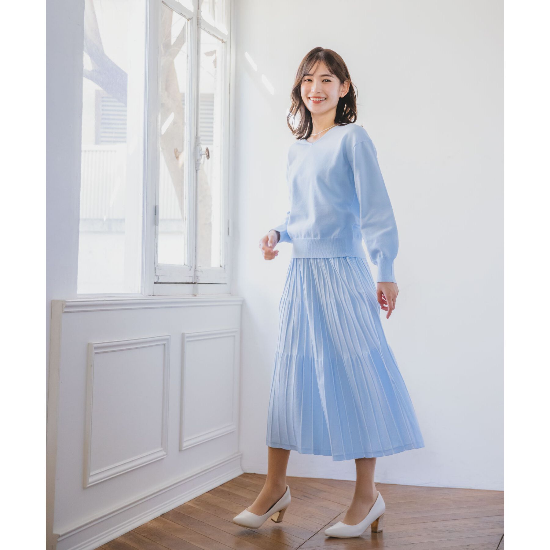 ITS&rsquo;DEMO「【通勤／手洗い可】Vネック&times;フレアスカートセットアップ」|スーツ|