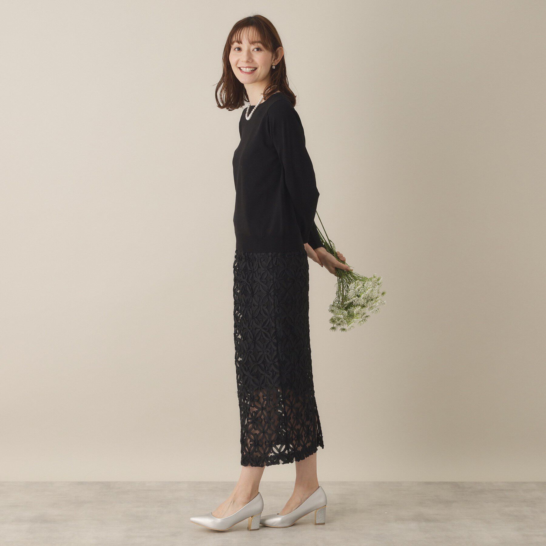 ITS&rsquo;DEMO「【手洗い可／ウエスト総ゴム】花チュールタイトスカート」|スカート|