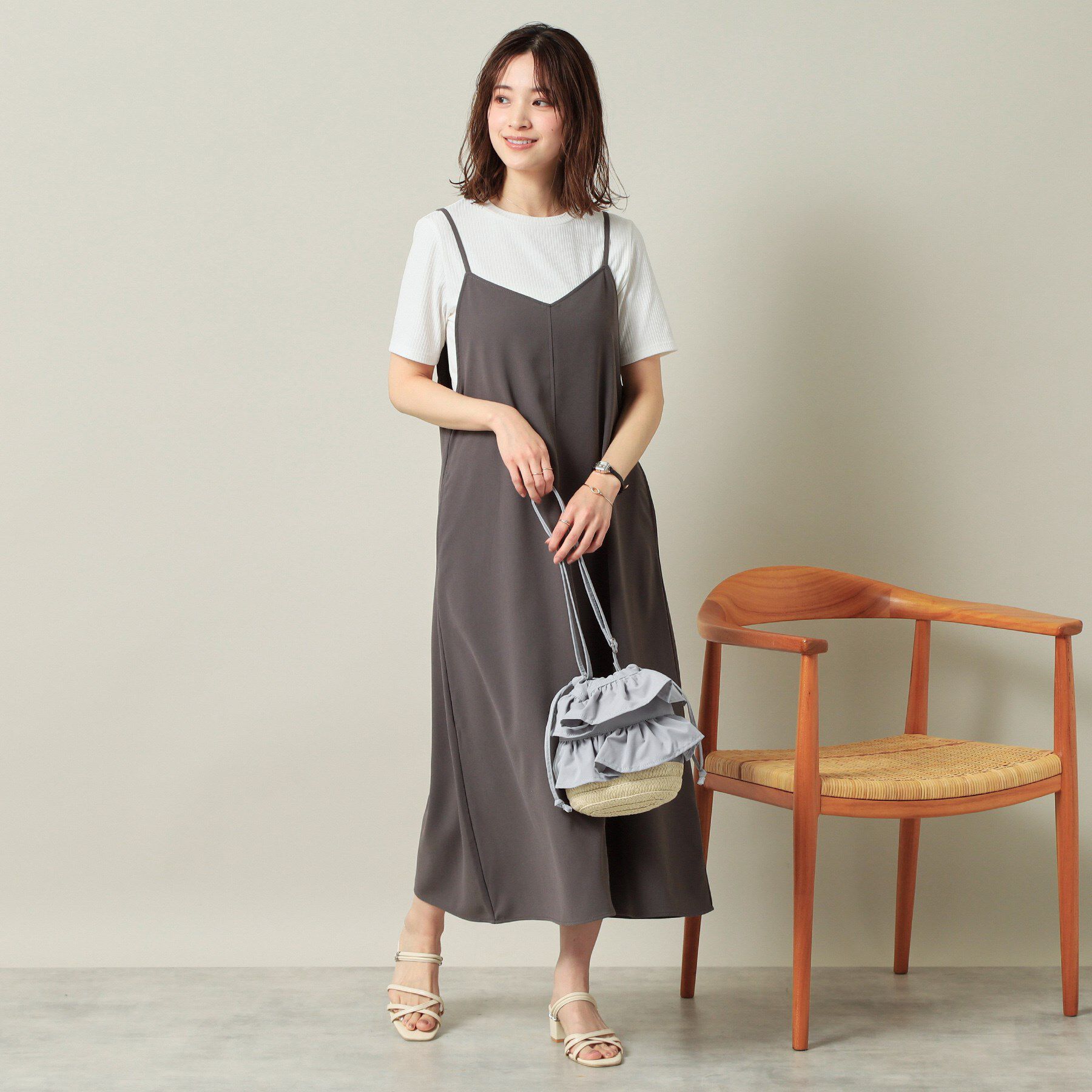 ITS&rsquo;DEMO「雑材フリルコンビ巾着ショルダー」|ショルダー・メッセンジャー|