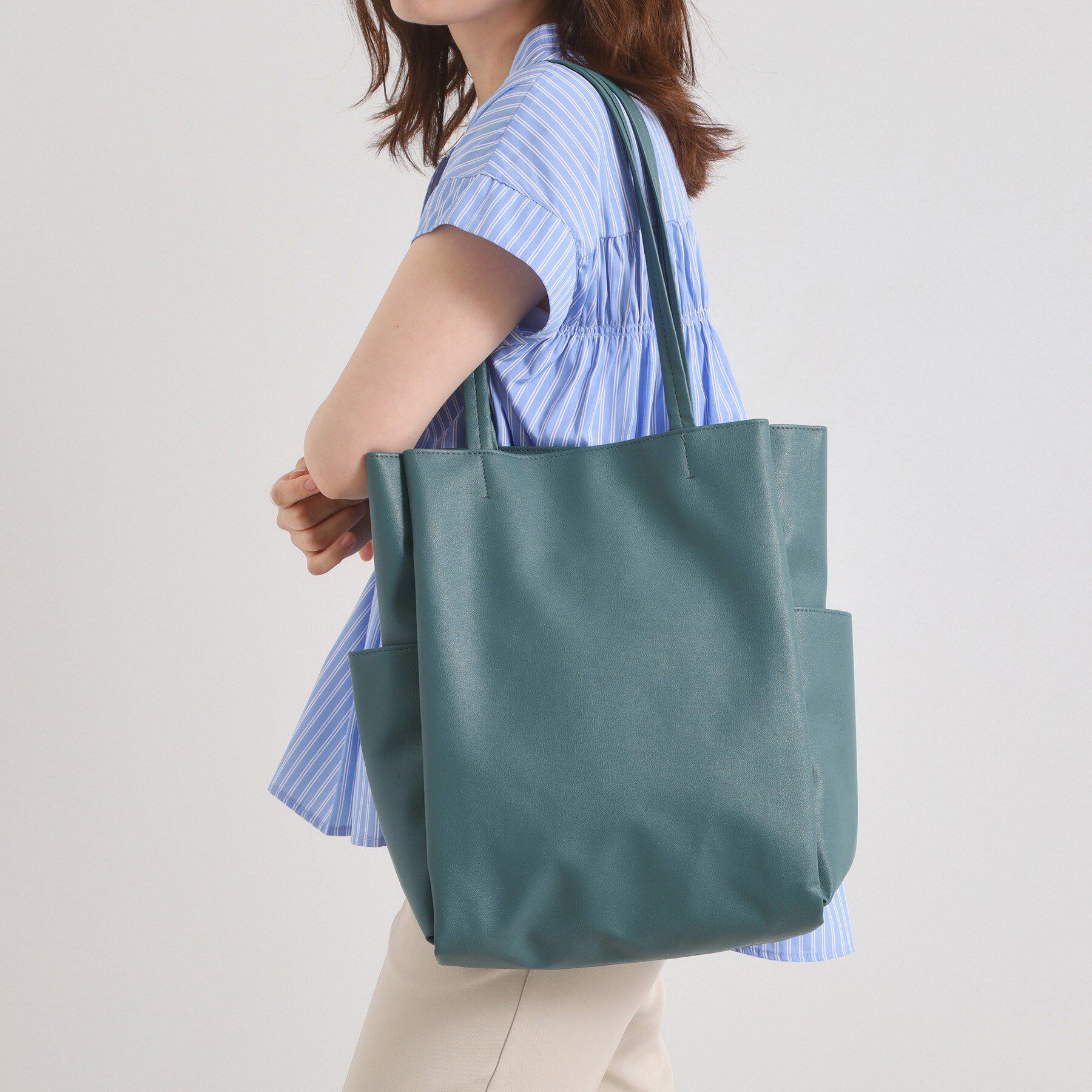 ITS&rsquo;DEMO「【A4対応／6ポケット】収納上手になれるトート」|トートバッグ|ブルー(092)