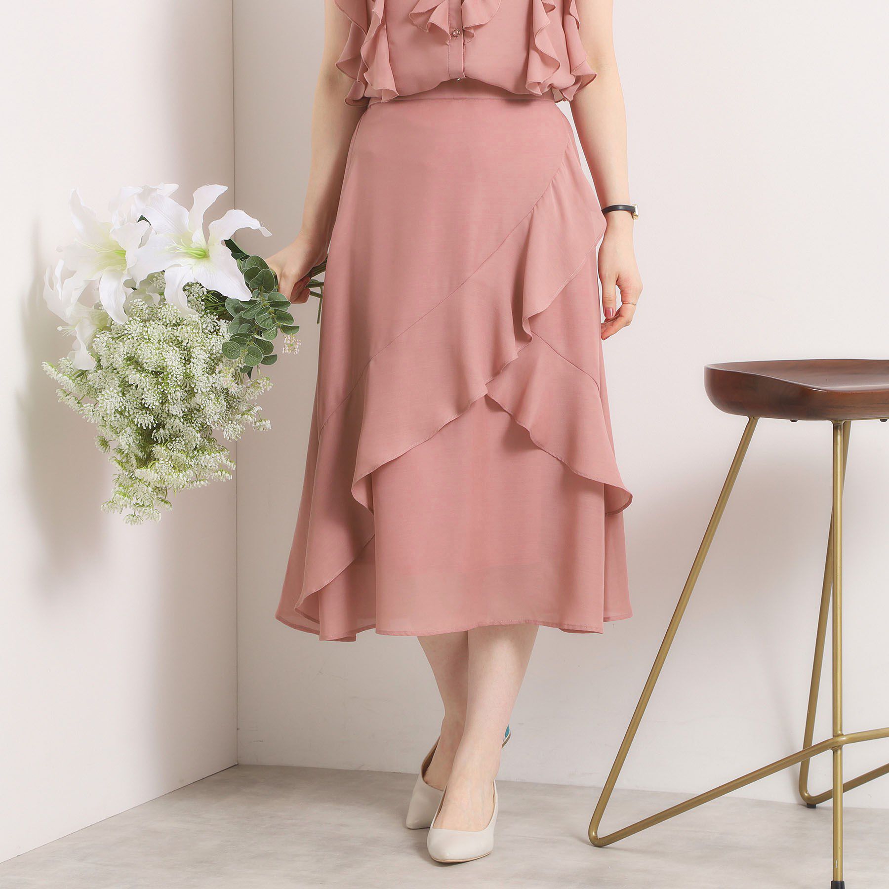 ITS&rsquo;DEMO「【手洗い可／セットアップ可】シアーフリルスカート」|スカート|ピンク(071)