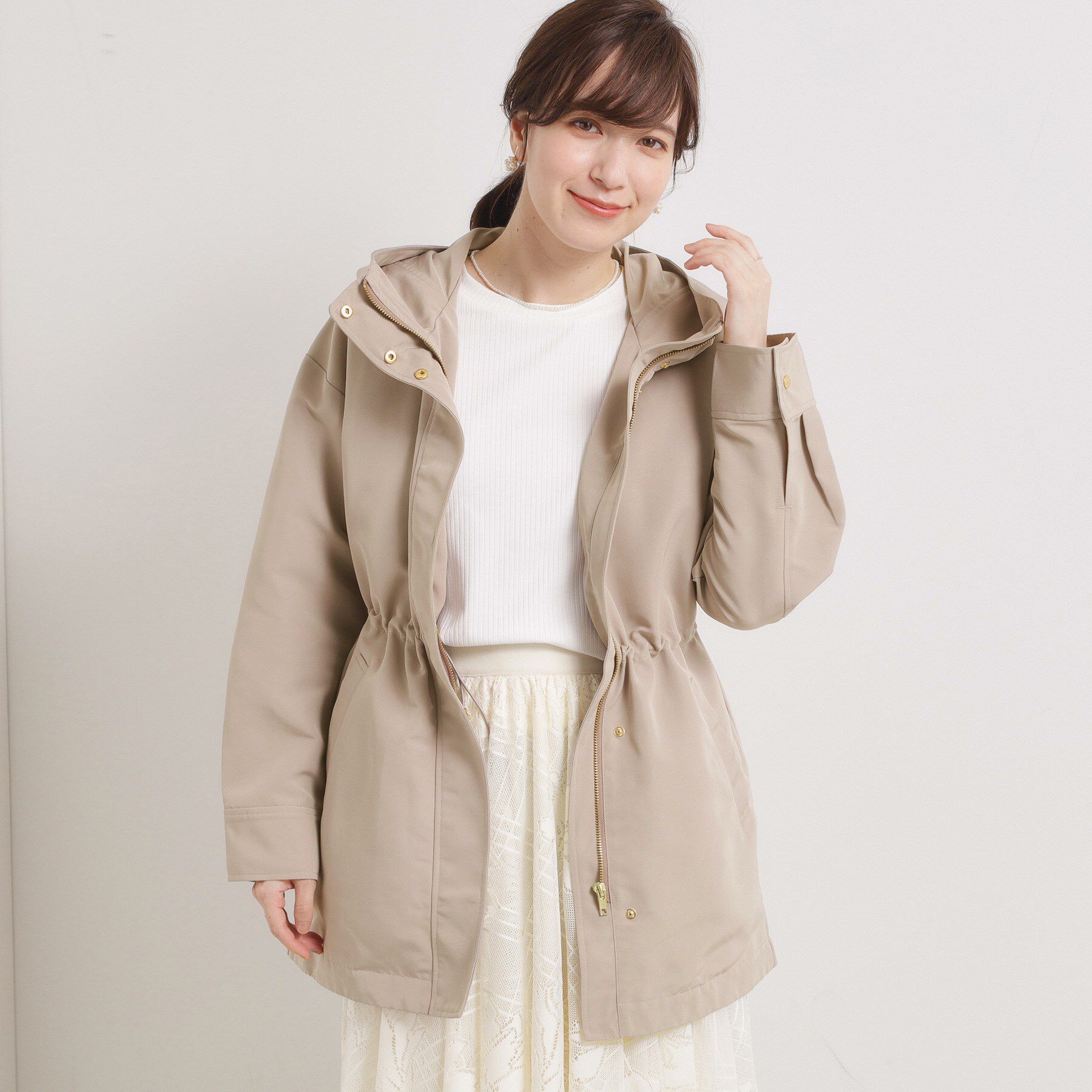 ITS&rsquo;DEMO「【撥水/花粉防止/手洗い可】ボアライナー付きミディ丈マウンテンパーカー」|ブルゾン・スタジャン|